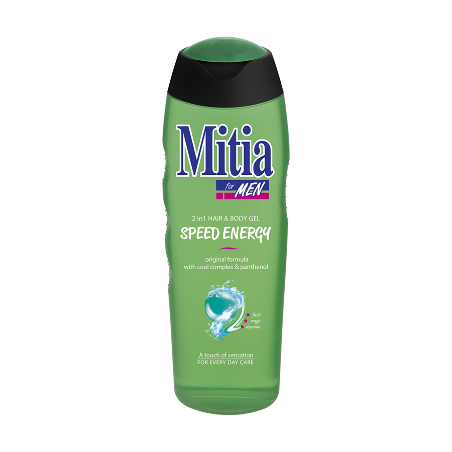 Чоловічий гель для душу та шампунь 2 в 1 Mitia For Men Hair &amp; Body Gel Енергія швидкості, 400 мл
