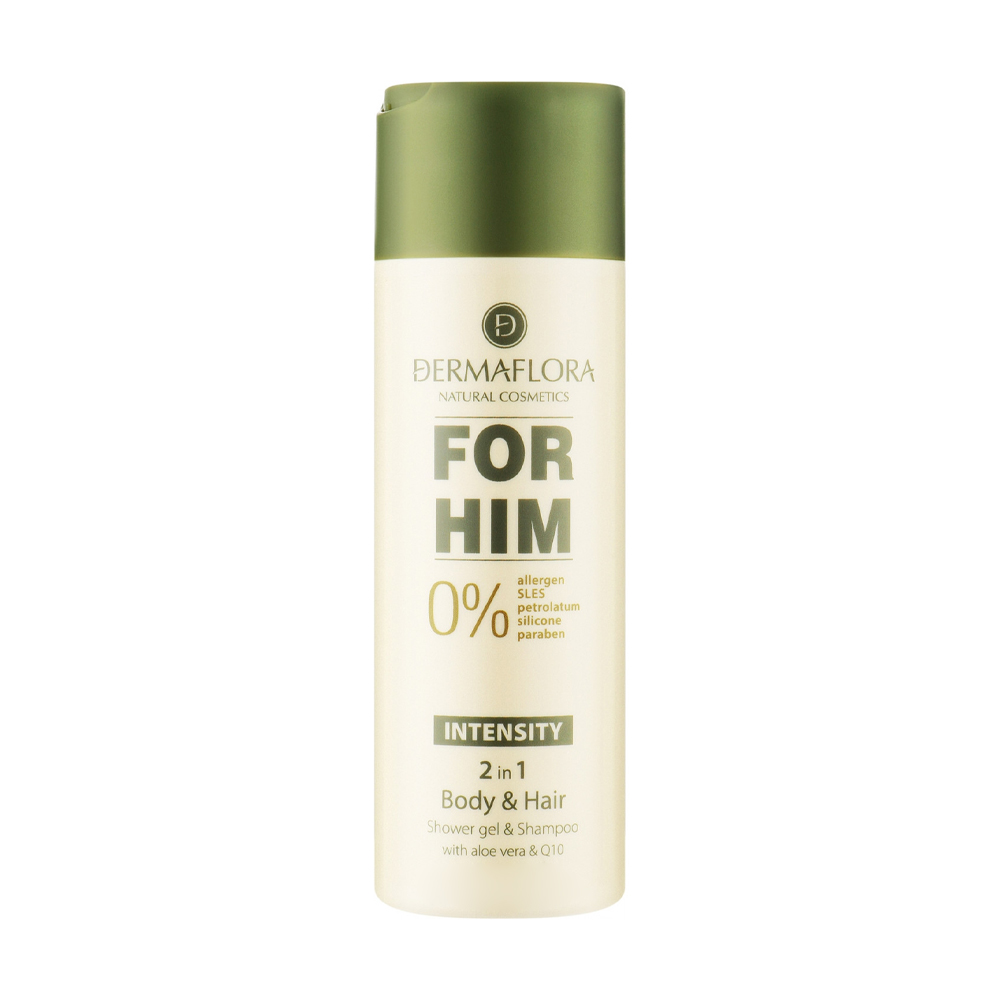 Чоловічий гель для душу та шампунь Dermaflora For Him Intensity Shower Gel &amp; Shampoo, 200 мл