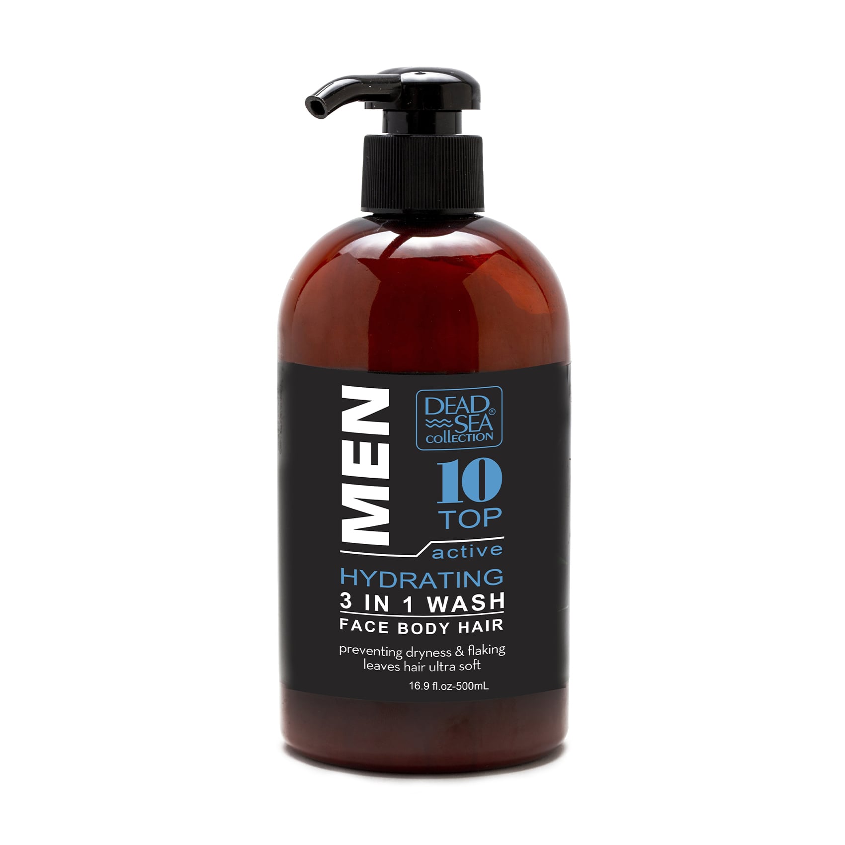 Чоловічий гель для душу, волосся та обличчя Dead Sea Collection Men 10 Top Active Hydrating Face Body Hair 3in1 Wash, 500 мл