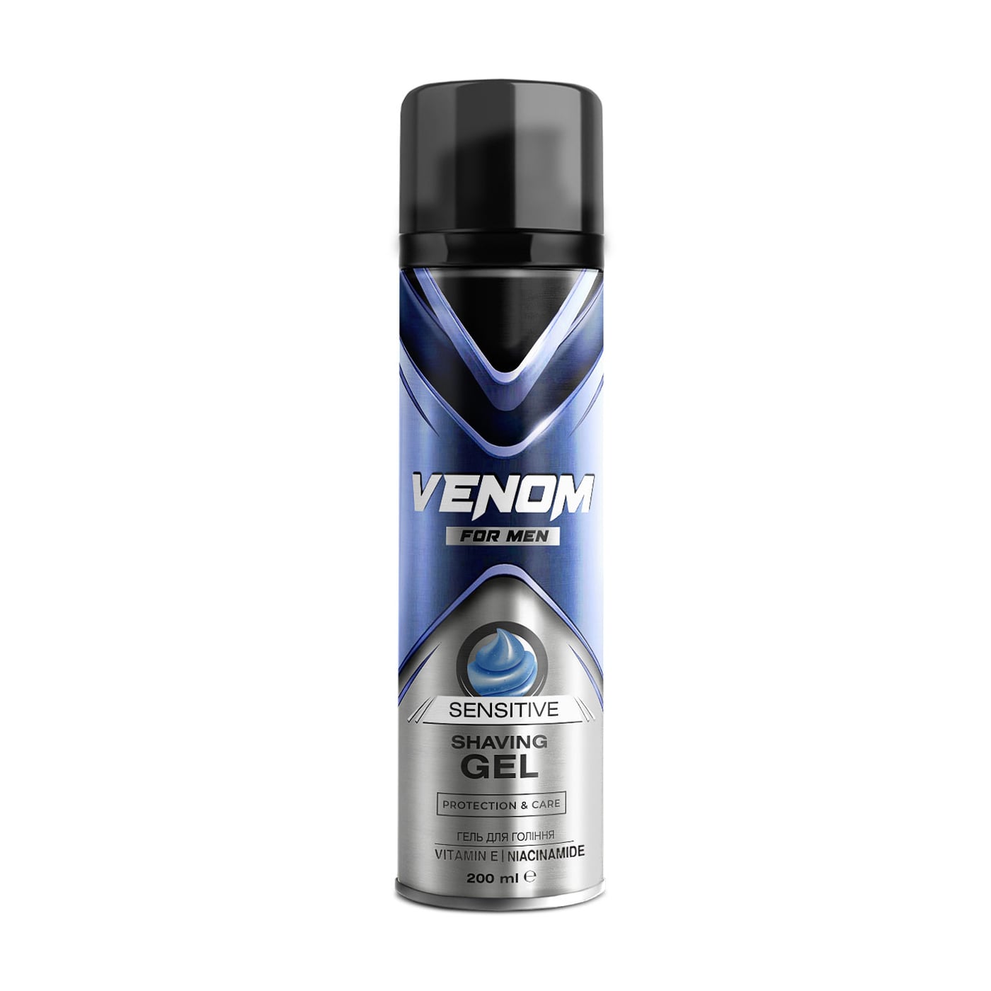Чоловічий гель для гоління Venom Sensitive Shaving Gel з вітаміном E та ніацинамідом, 200 мл