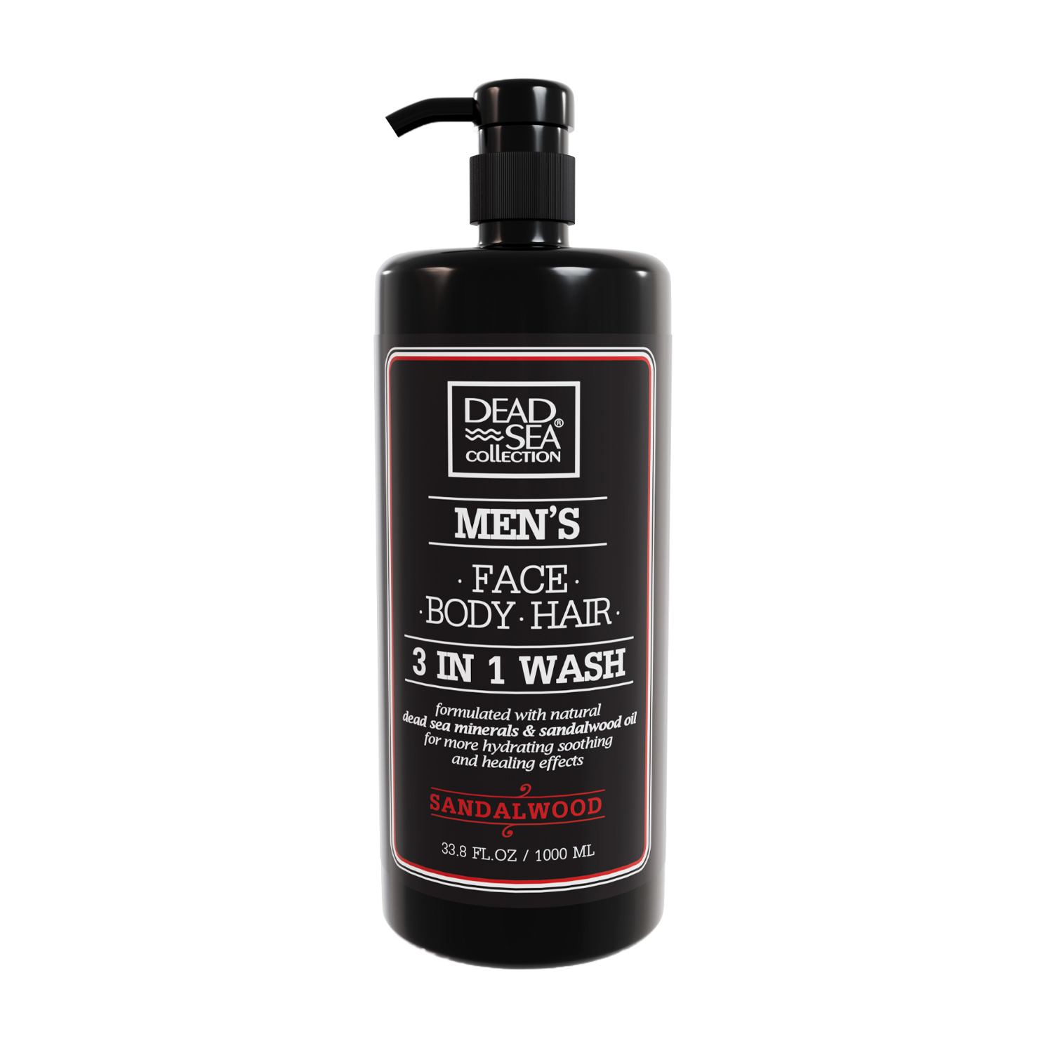 Чоловічий гель для тіла, волосся та обличчя Dead Sea Collection Men's Sandalwood Face Body Hair 3 in 1 Wash, 1 л
