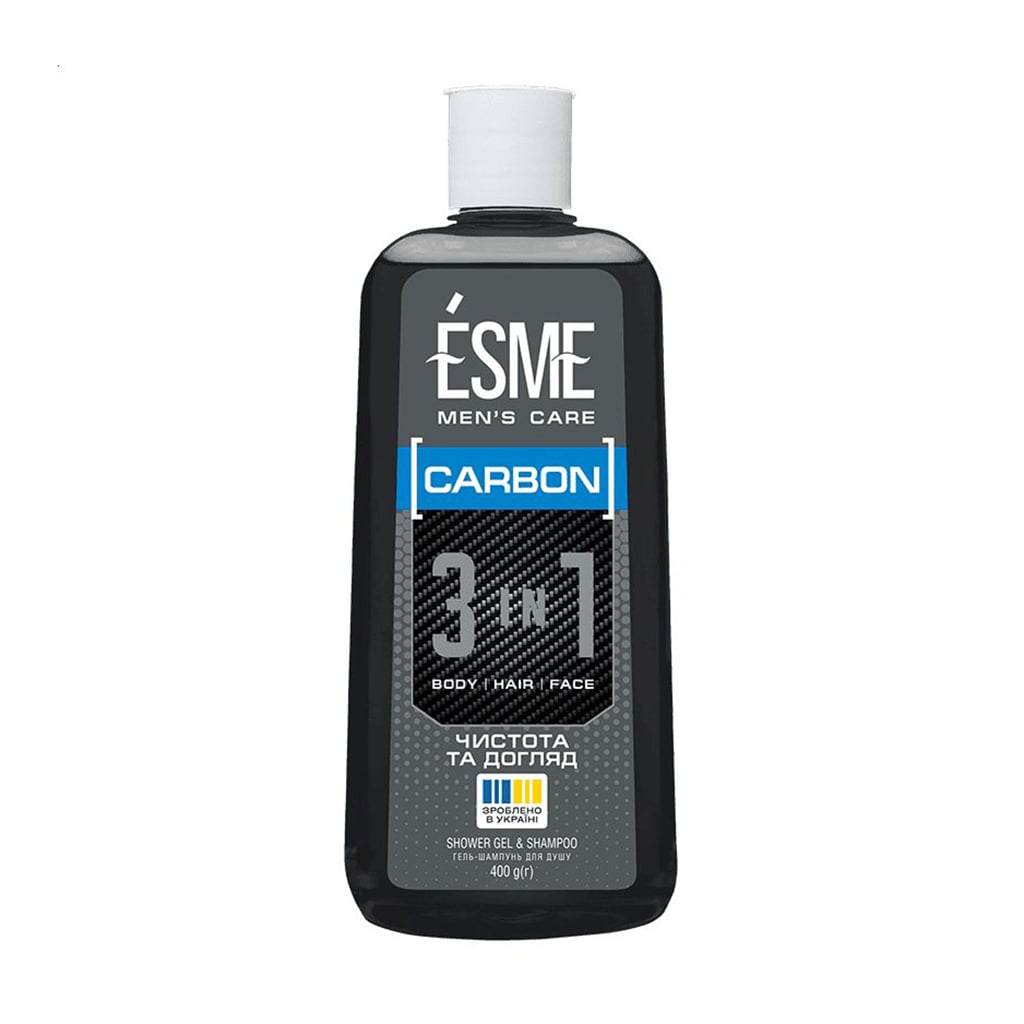 Чоловічий гель-шампунь для душу ESME Men's Care Carbon 3 In 1 Shower Gel &amp; Shampoo Чистота та догляд, 400 г