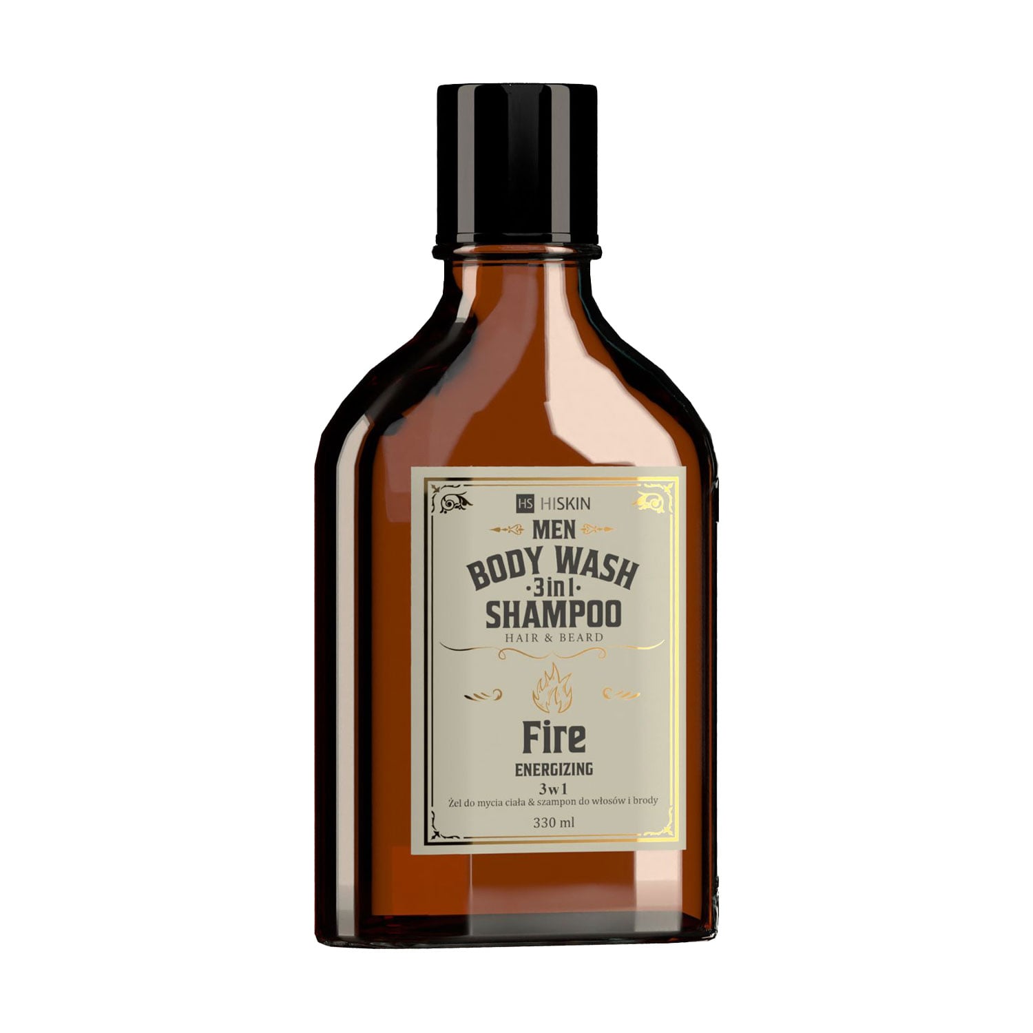Чоловічий гель-шампунь для миття тіла, волосся та бороди HiSkin Fire Men Body Wash Gel And Shampoo, 330 мл