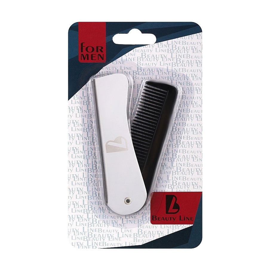 Чоловічий гребінець для волосся Beauty Line For Men складний, срібний, 1 шт