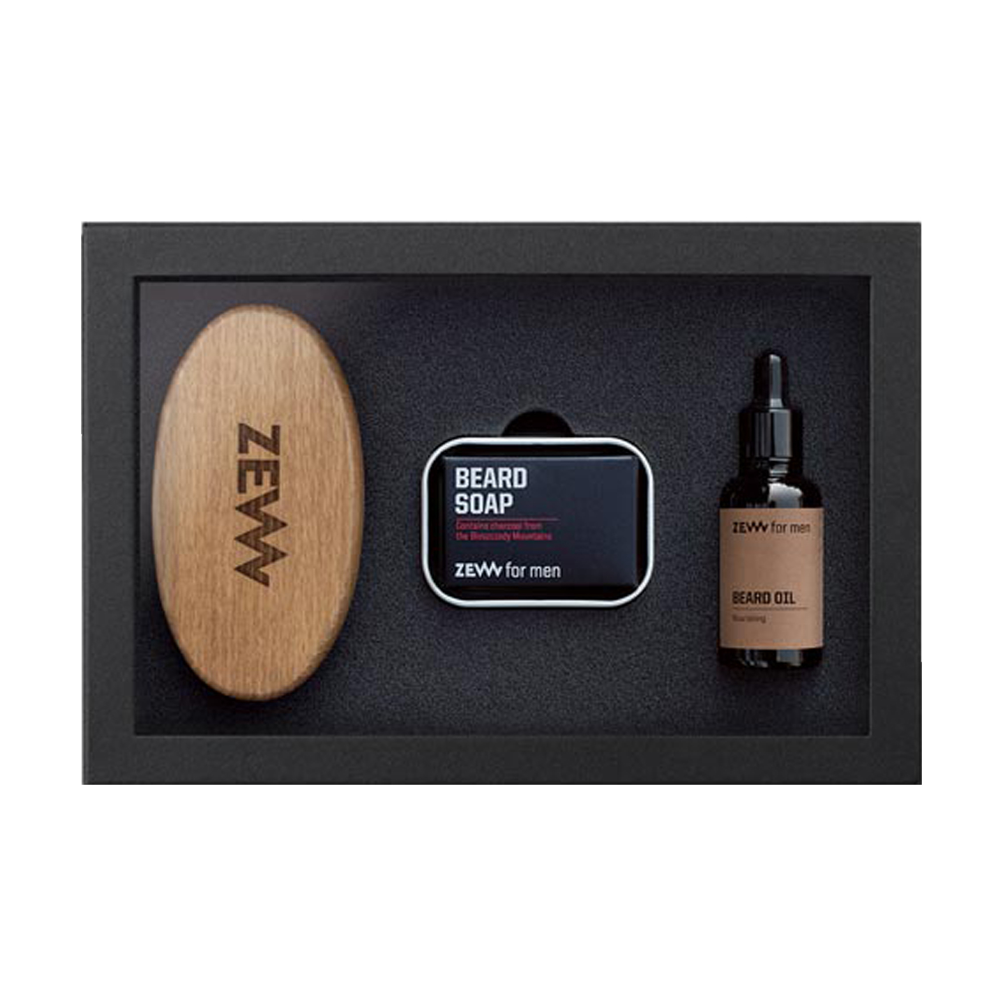 Чоловічий набір для бороди ZEW For Men Simple Lumberjack (щітка + мило, 85 г + олія, 30 мл)