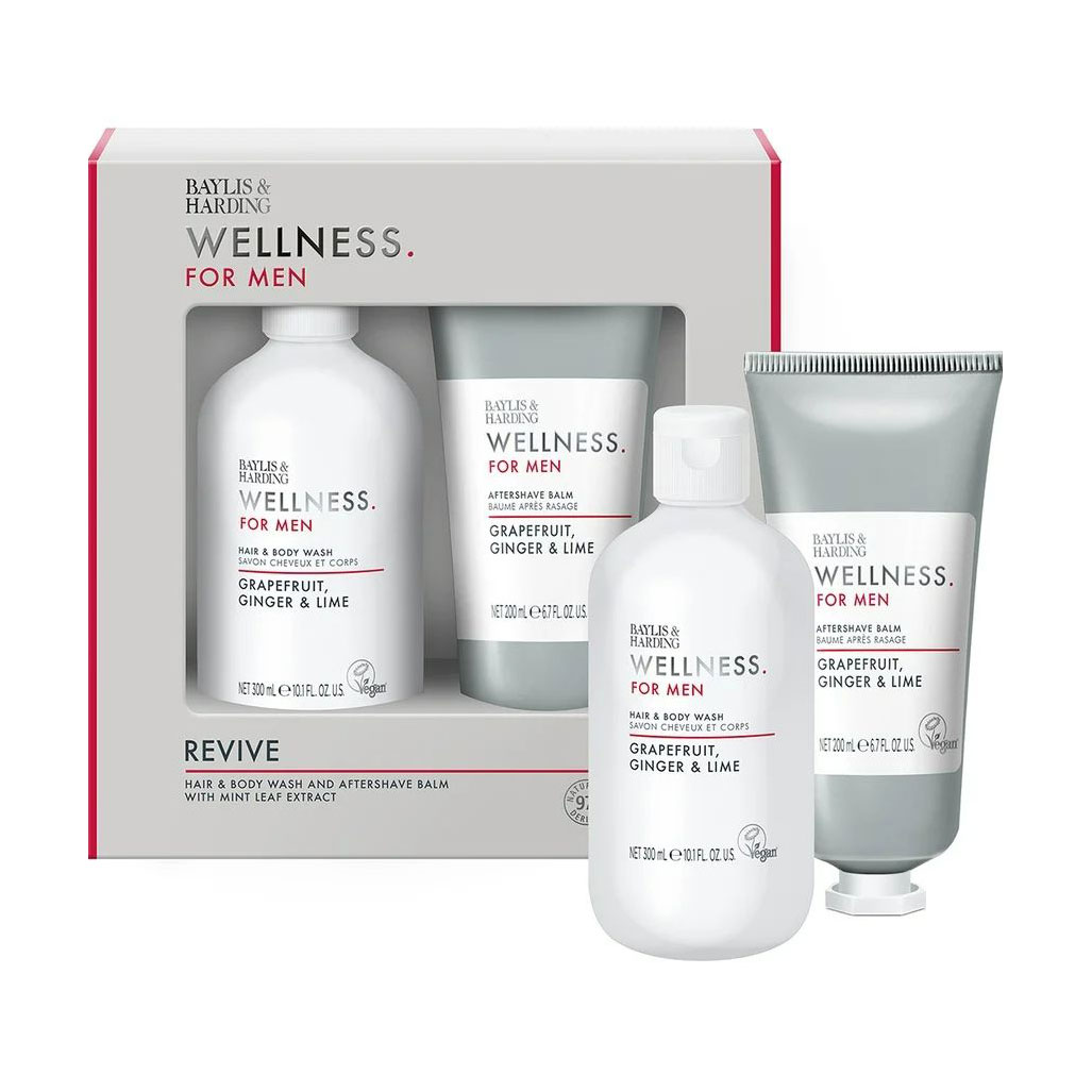 Чоловічий набір для догляду за тілом Baylis &amp; Harding Wellness For Men Grapefruit, Ginger &amp; Lime (гель для волосся та тіла, 300 мл + бальзам після гоління, 200 мл)