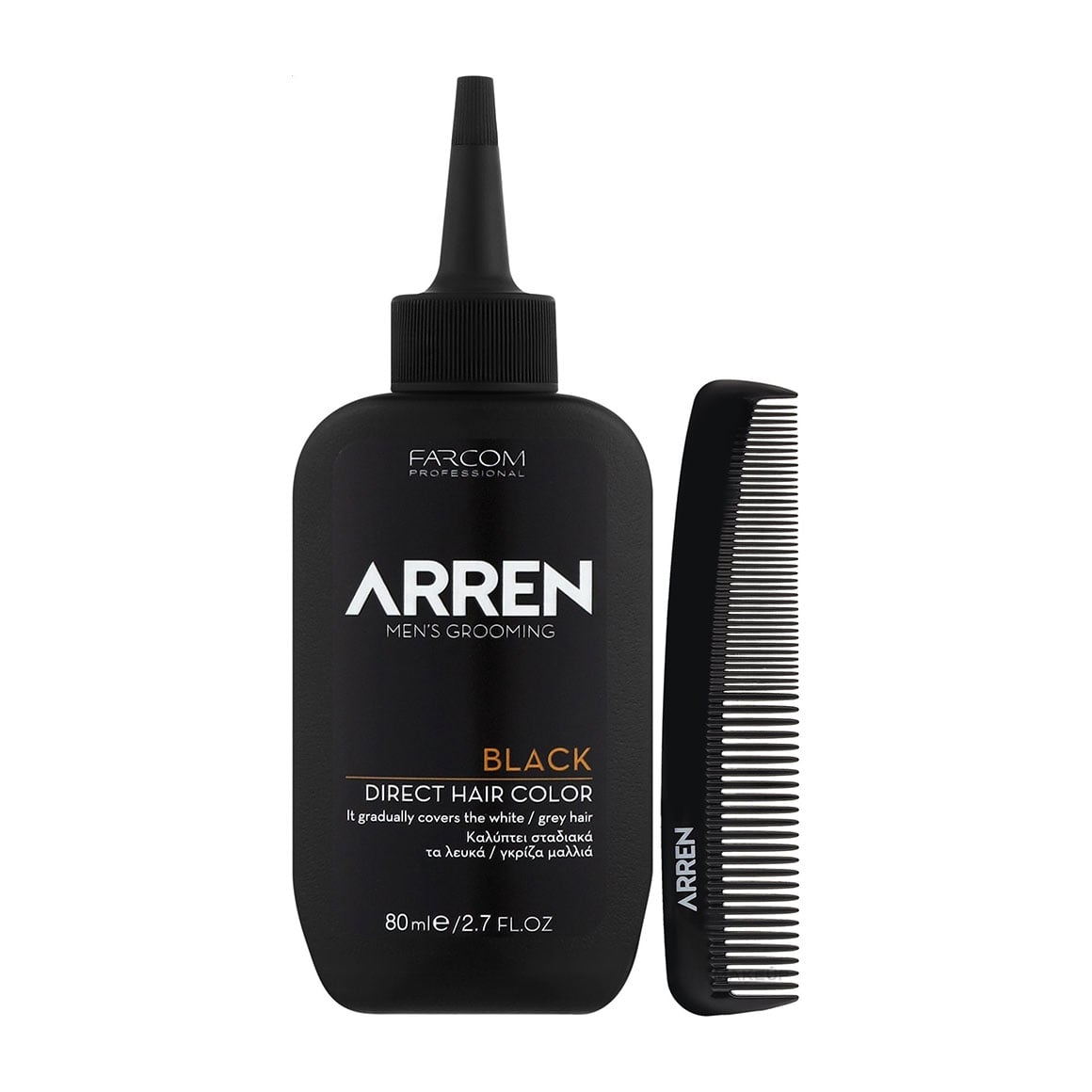 Чоловічий набір для фарбування бороди та волосся Arren Men's Grooming Black (фарба, 80 мл + гребінь + рукавички)