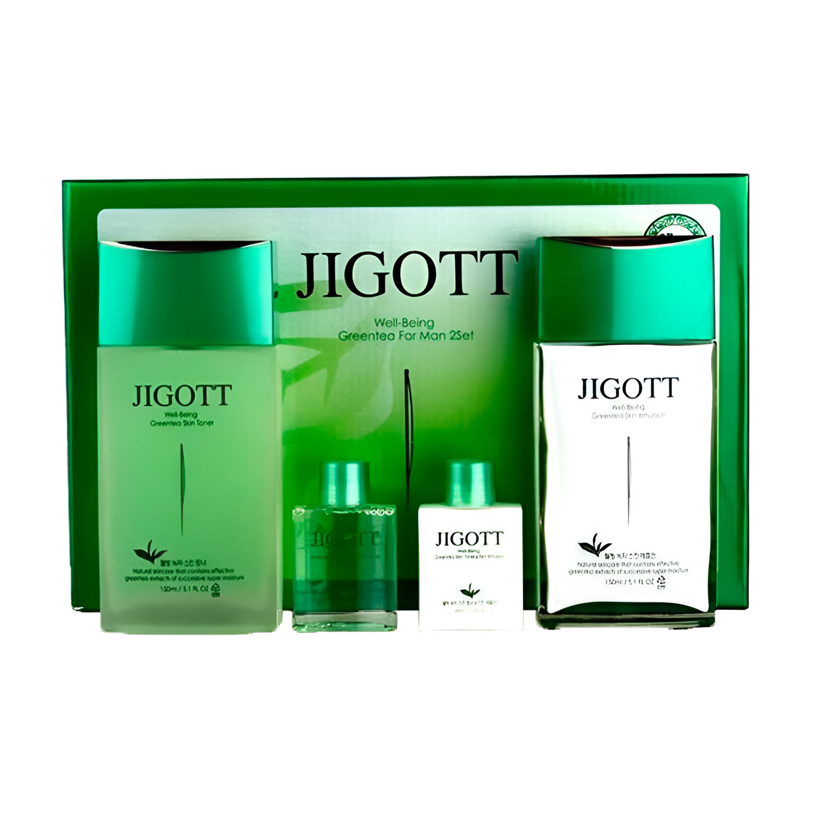 Чоловічий набір для обличчя Jigott Well Being Green Tea (тонер, 150 мл + тонер, 30 мл + емульсія, 150 мл + емульсія, 30 мл)
