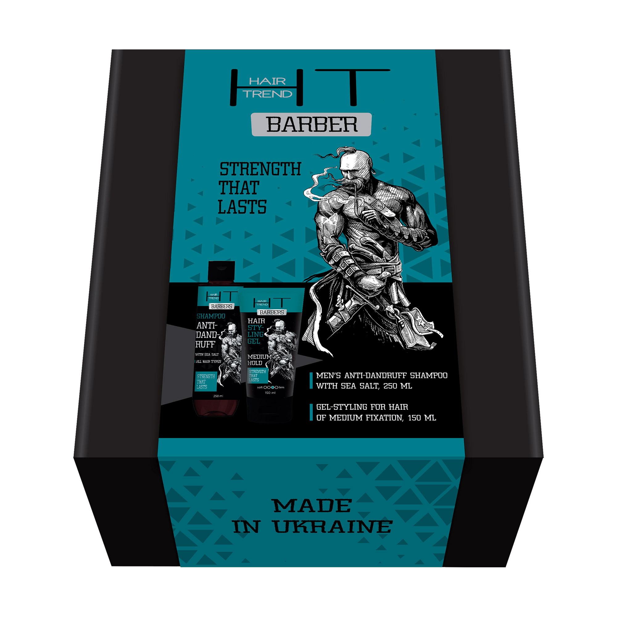 Чоловічий набір для волосся Hair Trend Barber Strength That Lasts (шампунь, 250 мл + гель-стайлінг, 150 мл)