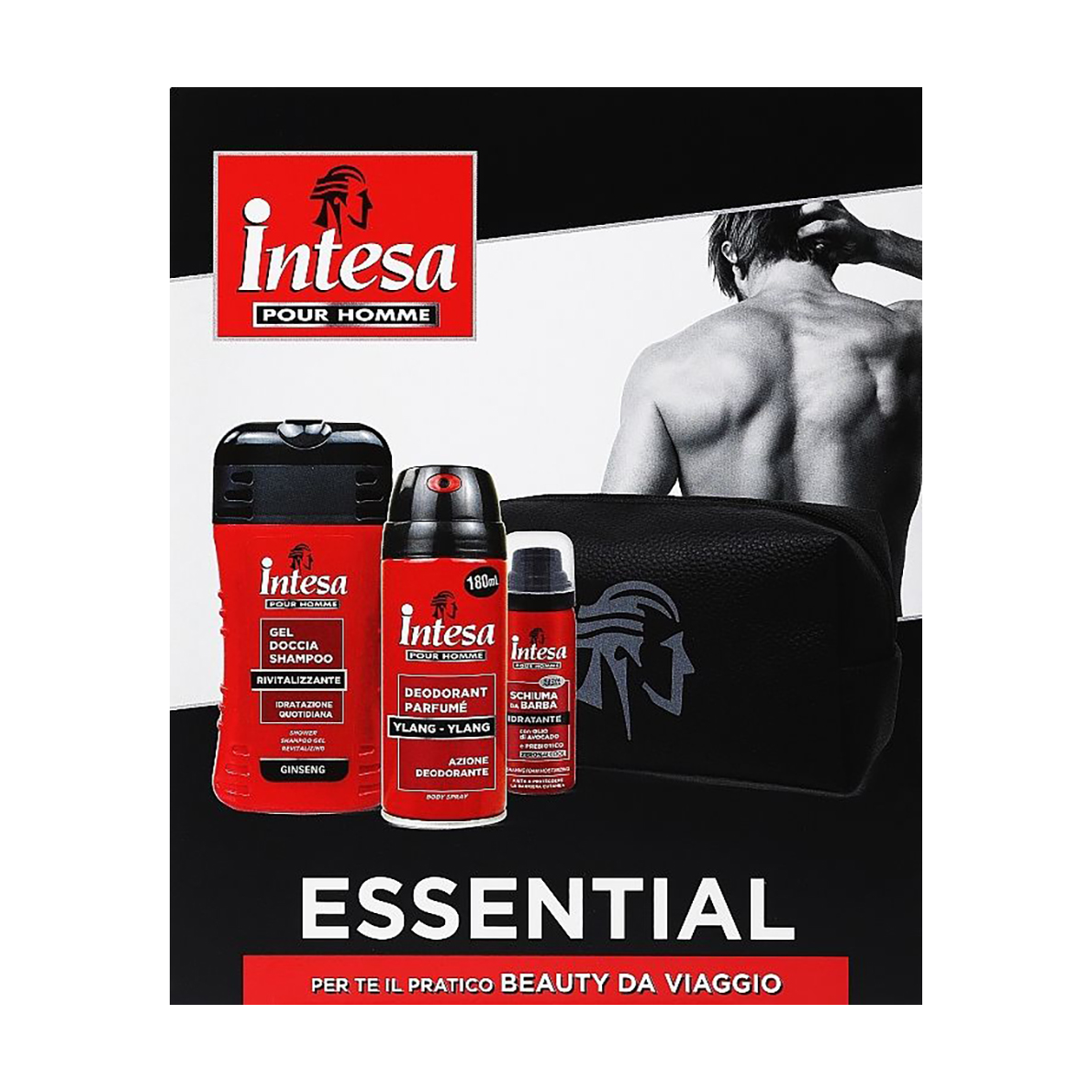Чоловічий набір Intesa Pour Homme (шампунь-гель, 250 мл + дезодорант, 180 мл + піна, 50 мл + косметичка)