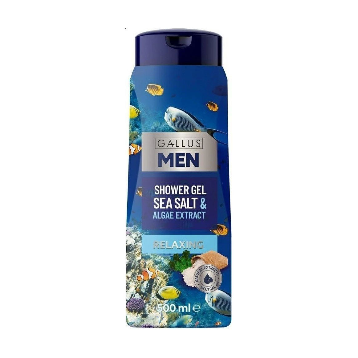 Чоловічий розслаблювальний гель для душу Gallus Men Shower Gel Sea Salt &amp; Algae Extract, 500 мл