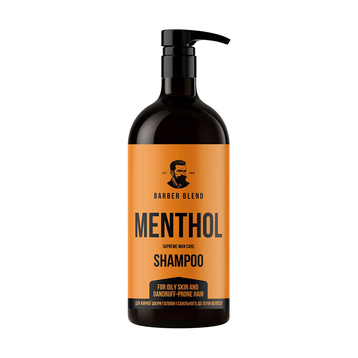 Чоловічий шампунь Barber Blend Menthol Shampoo для жирної шкіри голови та схильного до лупи волосся, 1 л