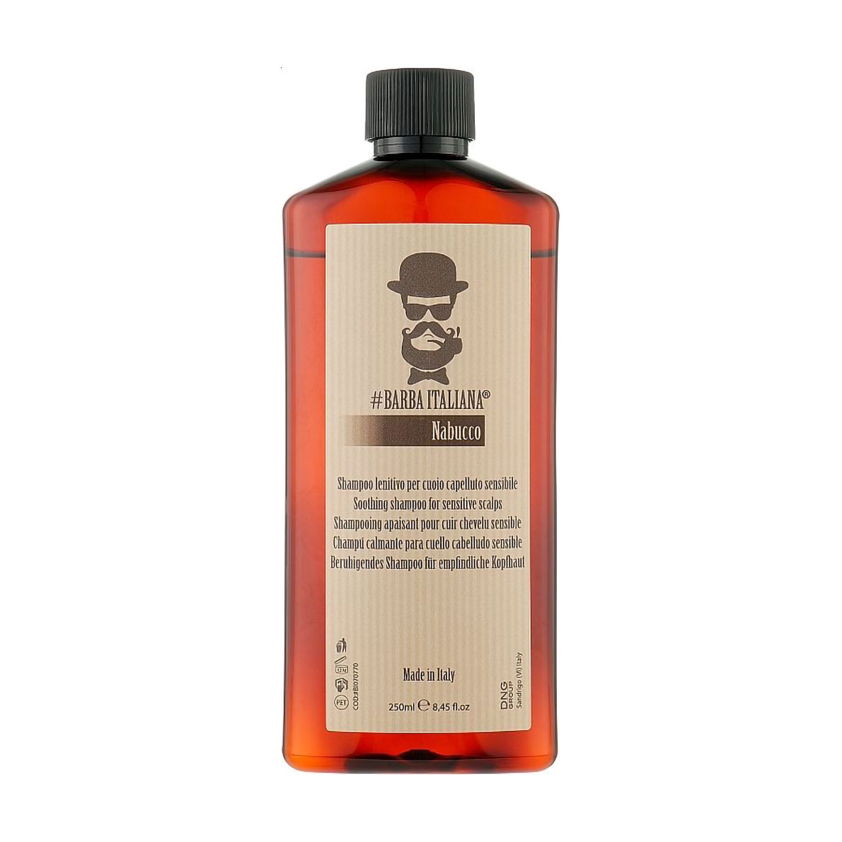 Чоловічий заспокійливий шампунь Barba Italiana Nabucco Soothing Shampoo For Sensitive Scalps для чутливої шкіри голови, 250 мл