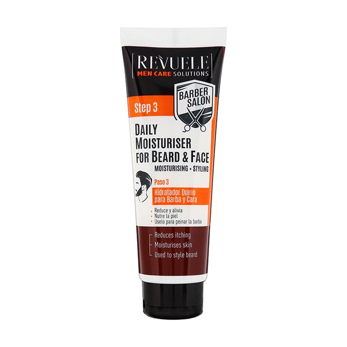 Чоловічий зволожувальний крем для бороди й обличчя Revuele Men Care Barber Daily Moisturizer Beard &amp; Face, 80 мл