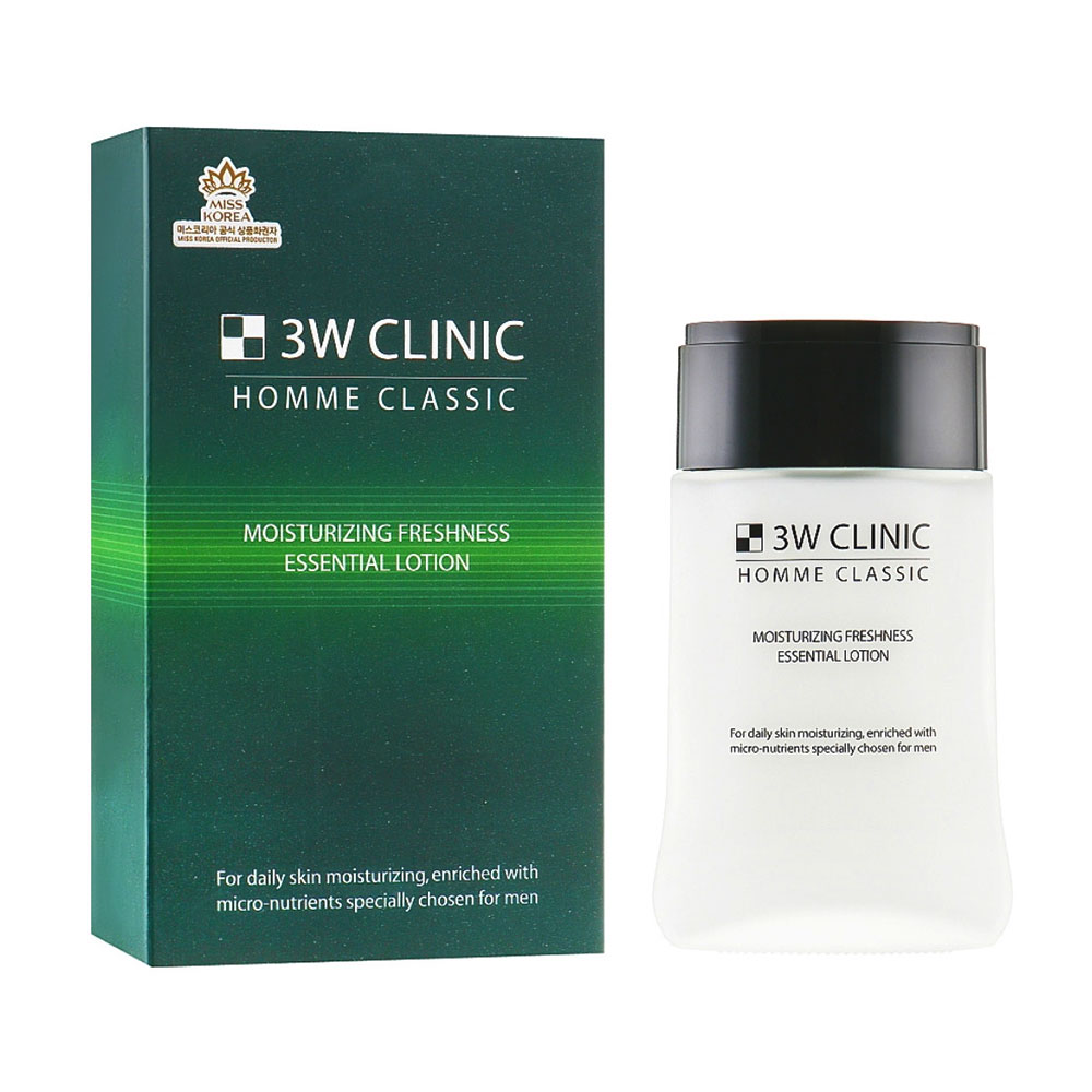 Чоловічий зволожувальний лосьйон для обличчя 3W Clinic Homme Classic Moisturizing Freshness Essential Lotion, 150 мл