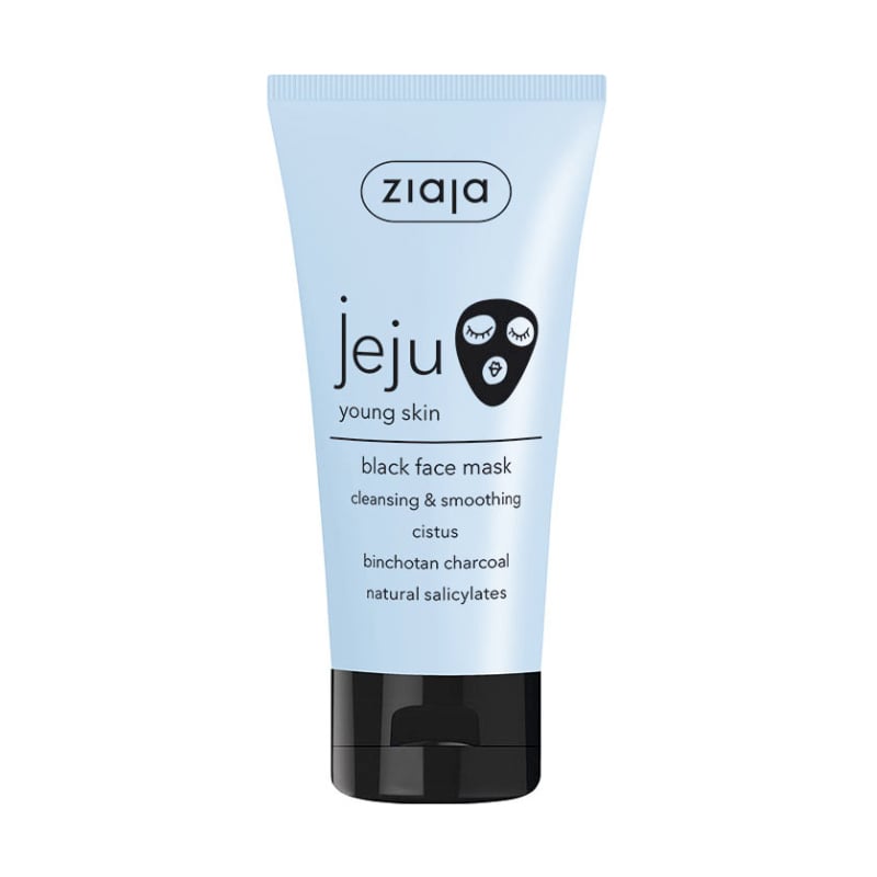Чорна маска для обличчя Ziaja Jeju Young Skin очищувальна та розгладжувальна, для молодої шкіри, 50 мл