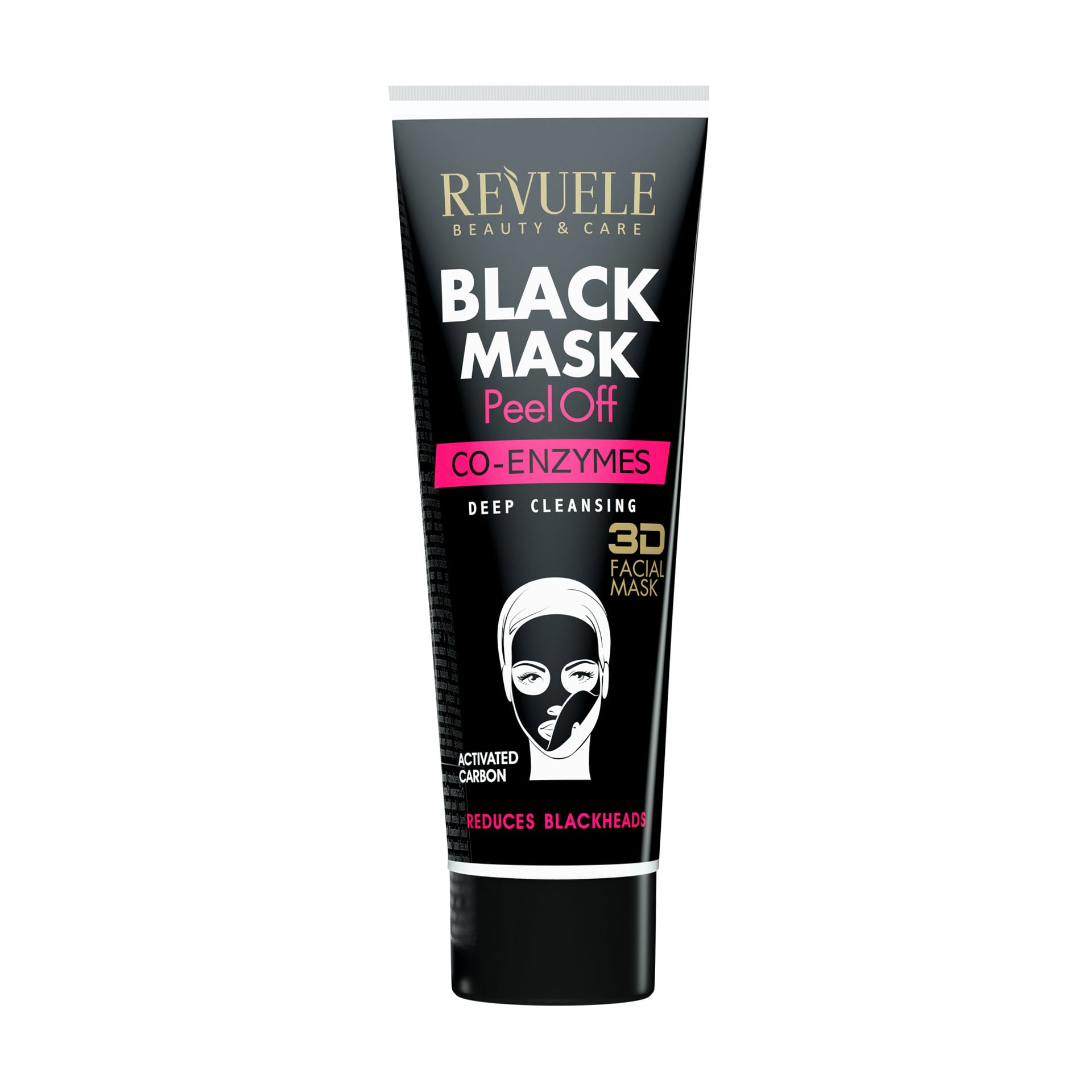 Чорна маска-плівка для обличчя Revuele Black Mask Peel Off Co-Enzymes з коензимами, 80 мл