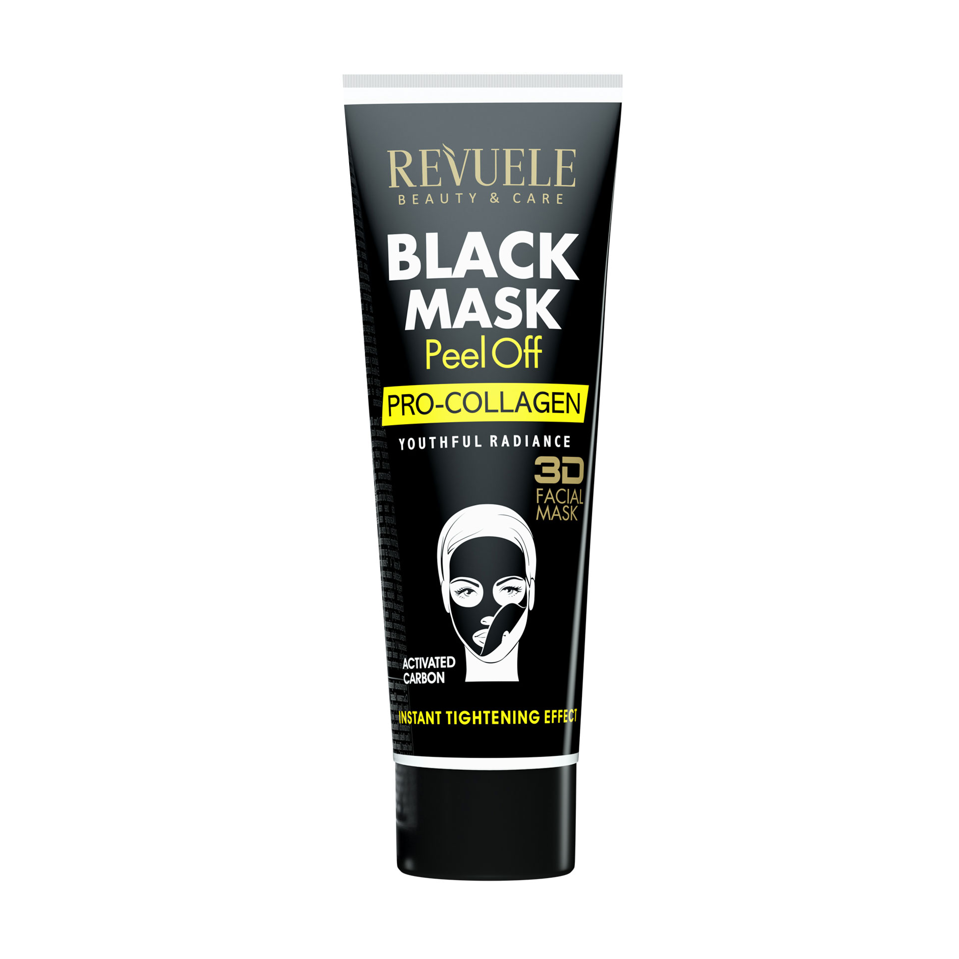 Чорна маска-плівка для обличчя Revuele Black Mask Peel Off Pro-Collagen з про-колагеном, 80 мл