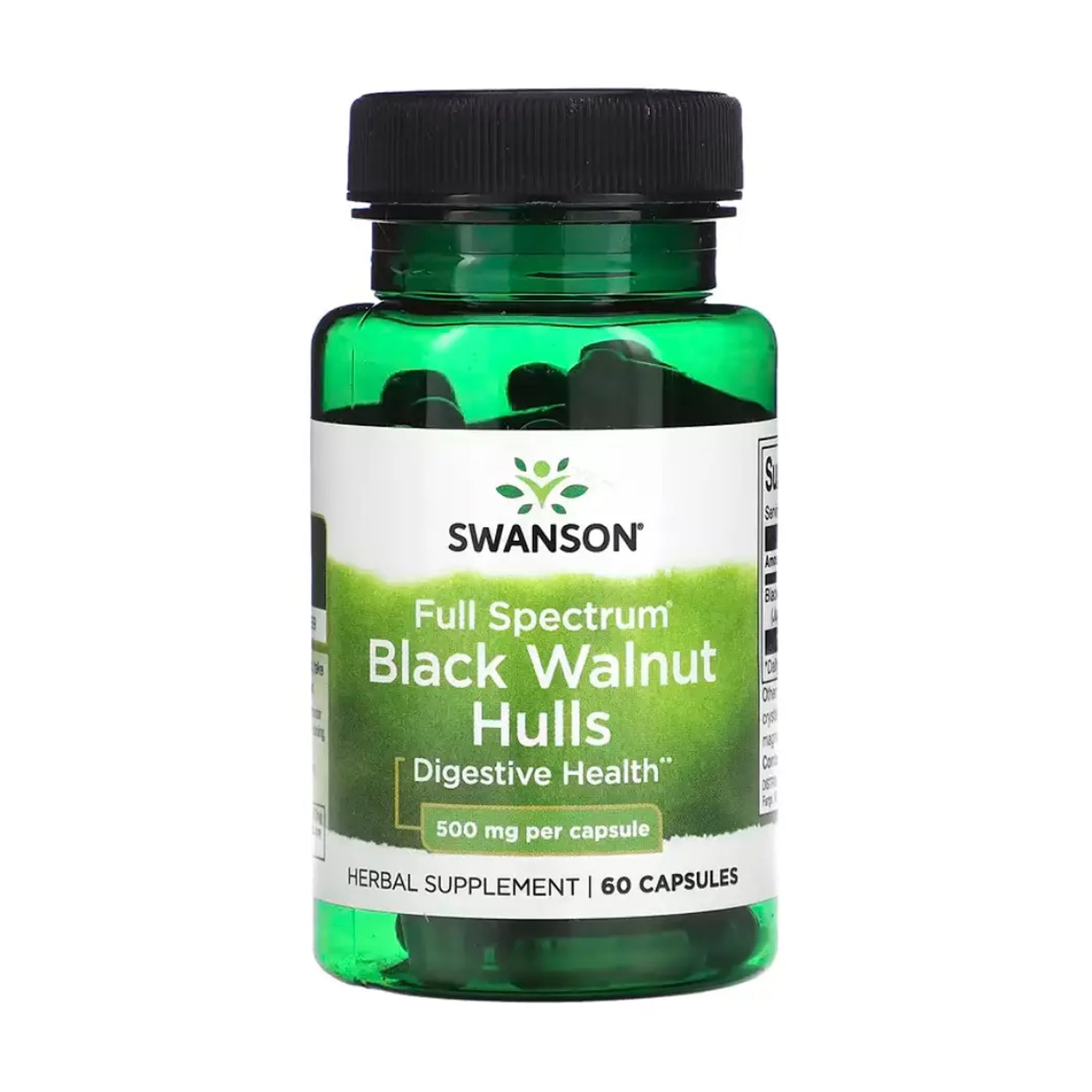 Чорний горіх Swanson Full Spectrum Black Walnut Hulls 500 мг, 60 капсул