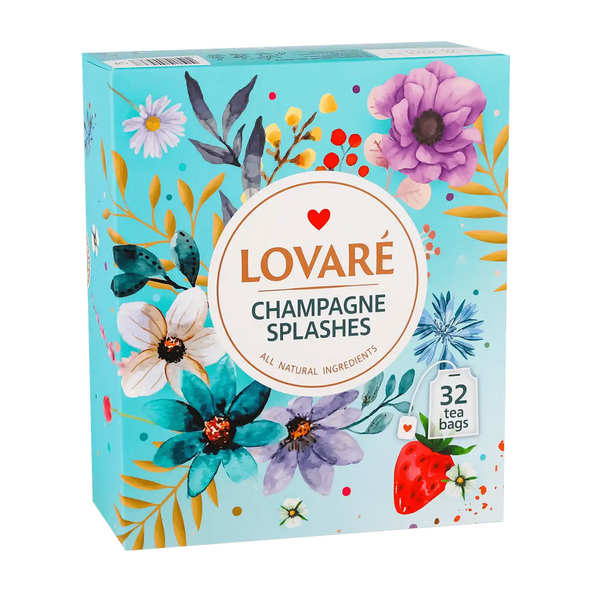Чорний та зелений чай Lovare Champagne Splashes в пакетиках, 32*2 г