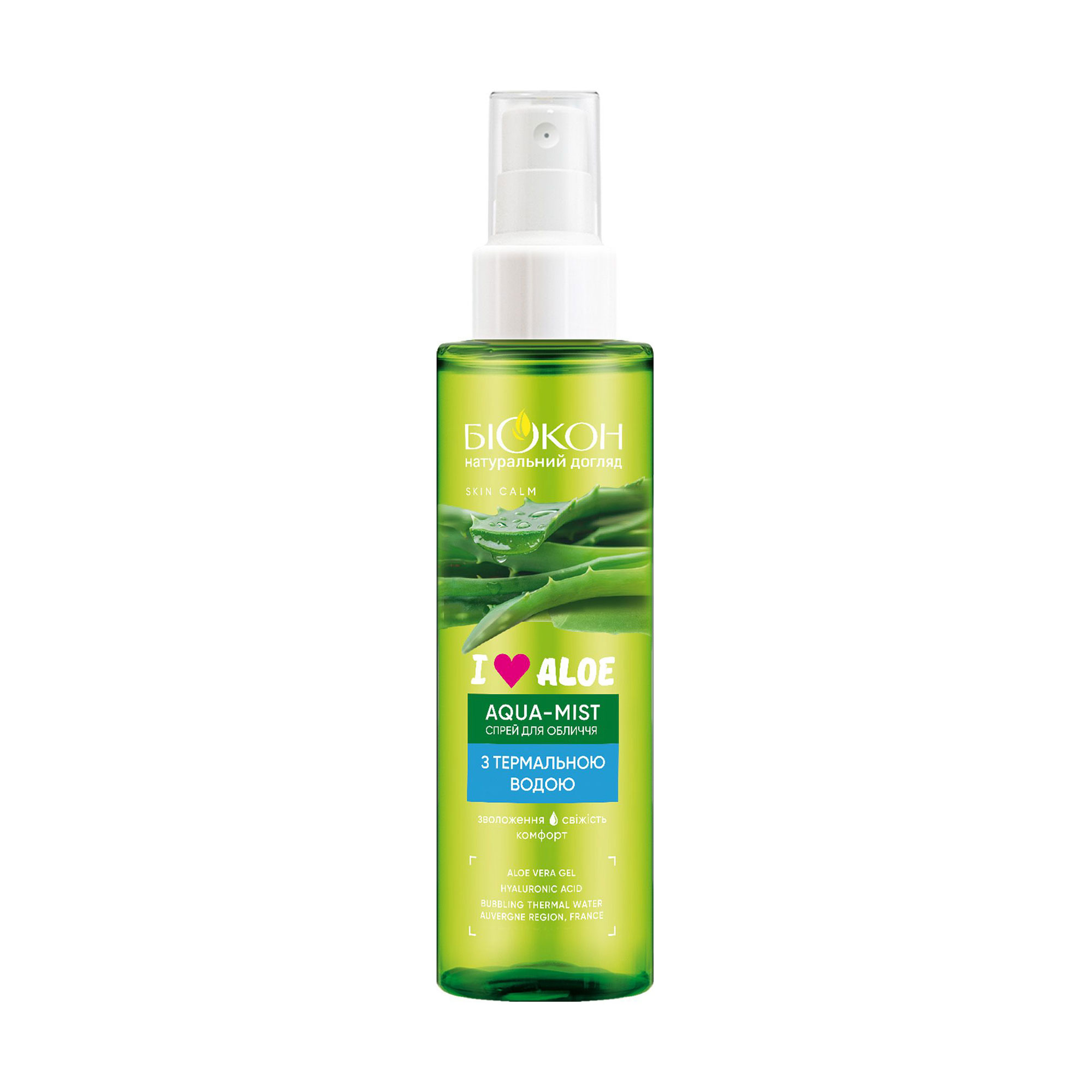 Cпрей для обличчя Біокон I Love Aloe Aqua-Mist з термальною водою, 110 мл
