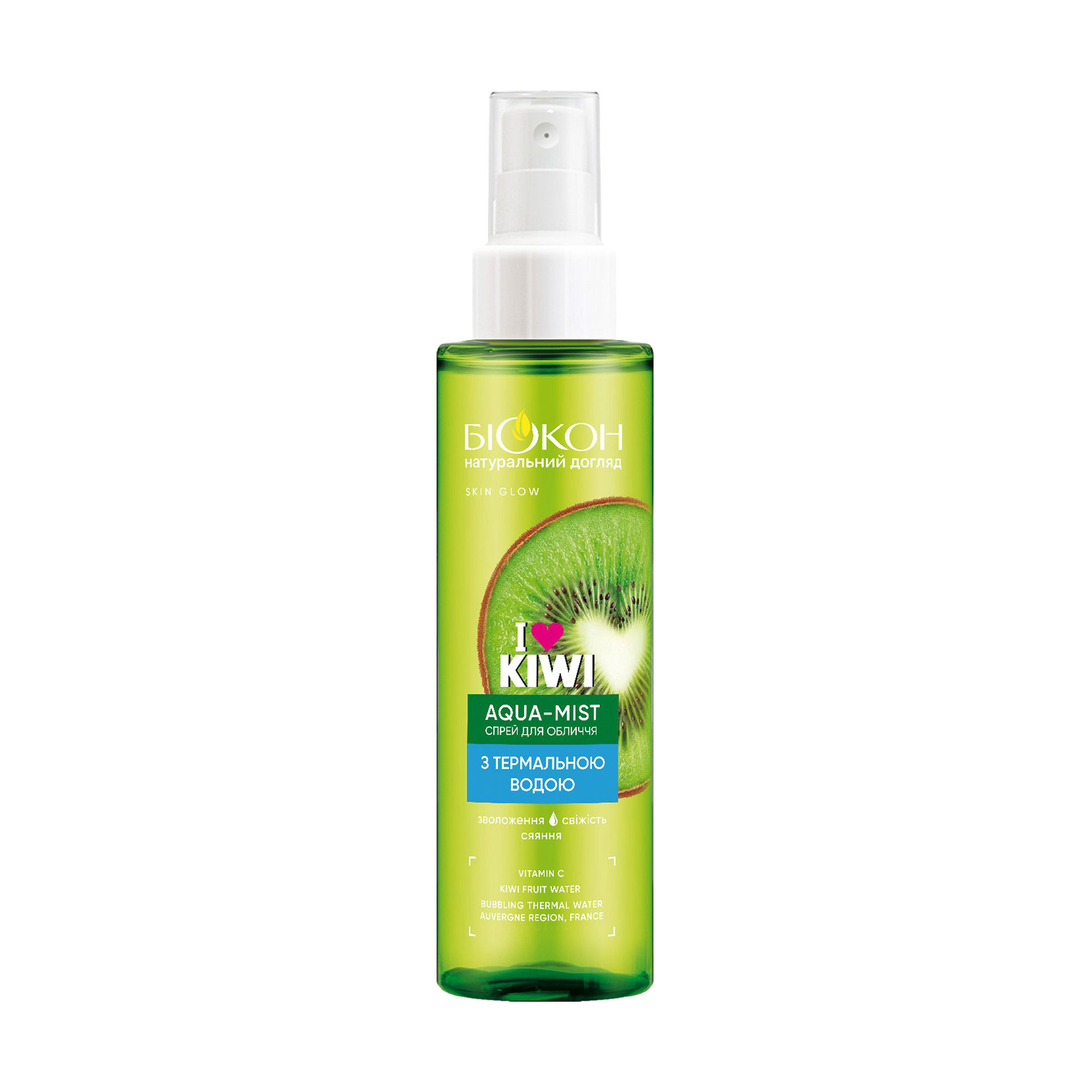 Cпрей для обличчя Біокон I Love Kiwi Aqua-Mist з термальною водою, 110 мл