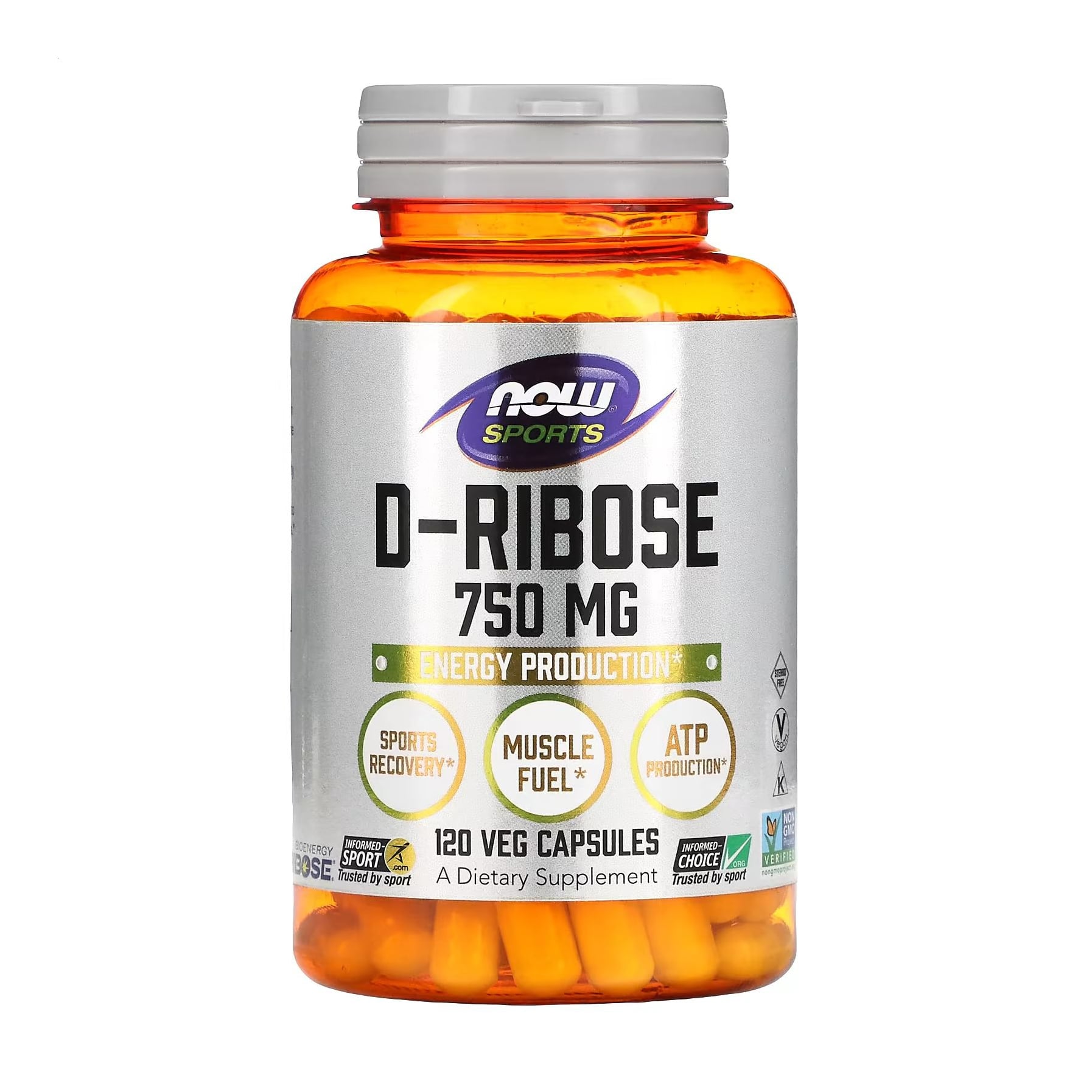 Д-рибоза NOW foods Sports D-Ribose 750 мг, 120 капсул