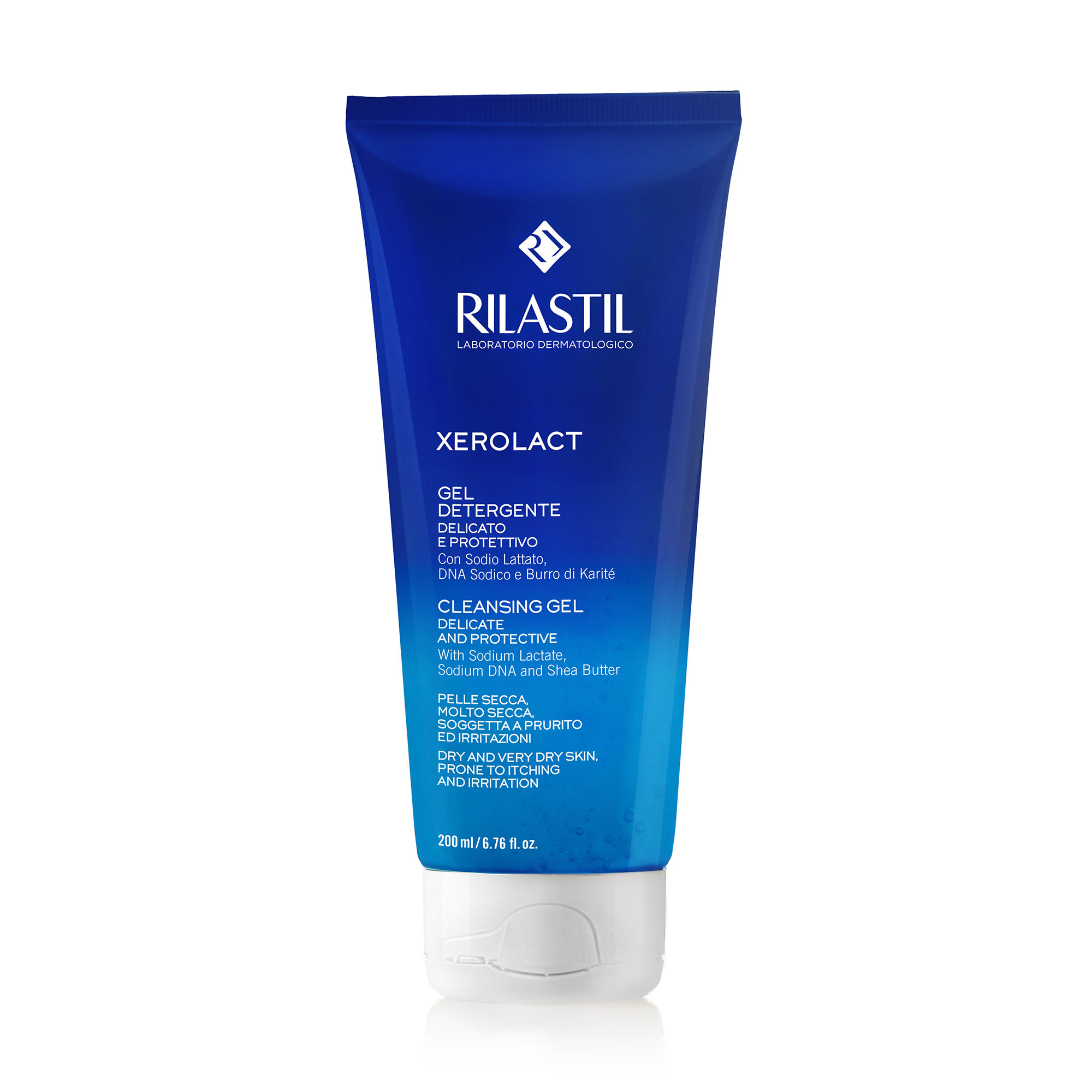 Делікатний очищувальний гель для обличчя Rilastil Xerolact Cleansing Gel Delicate &amp; Protective, 200 мл