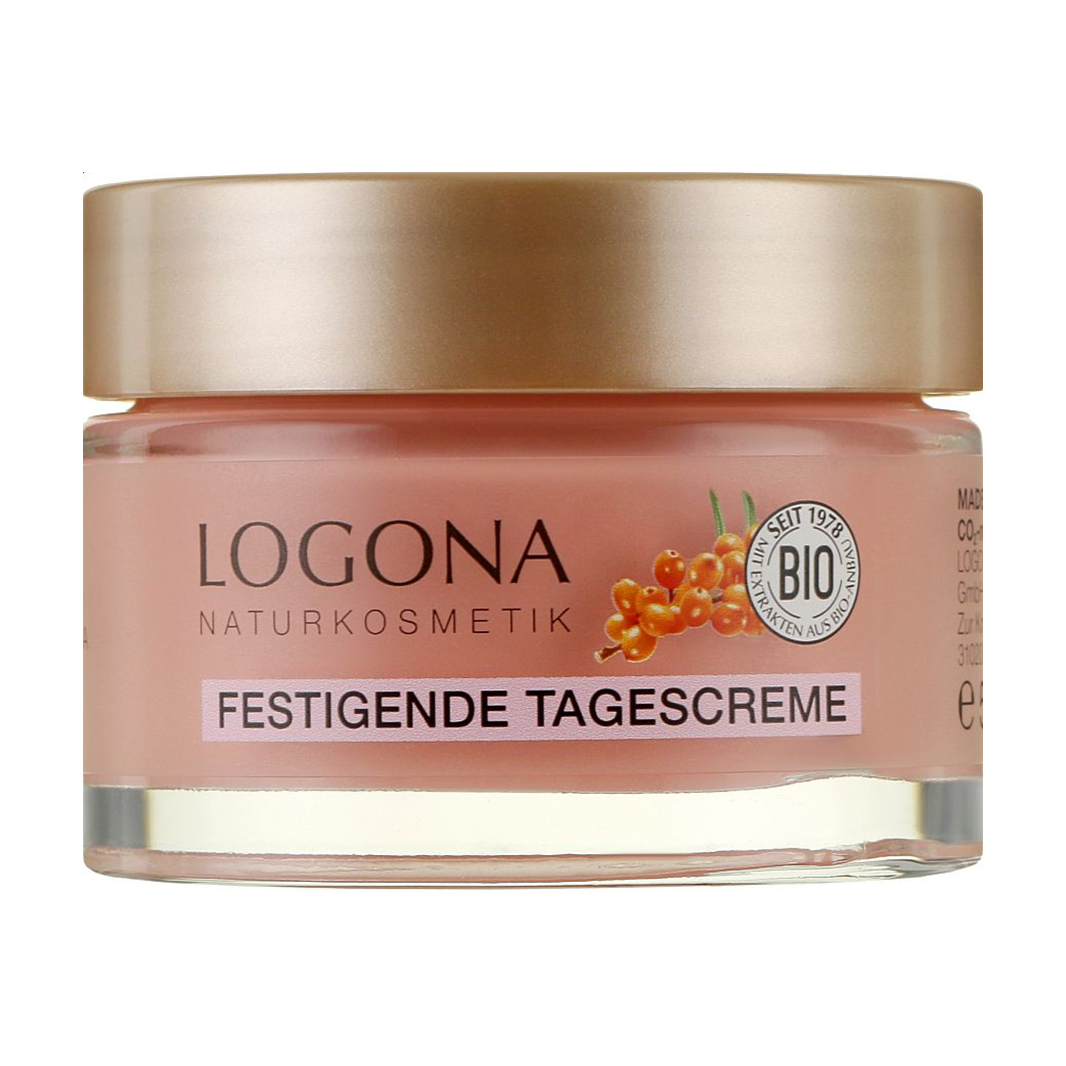 Денний крем для обличчя Logona Festigende Tagescreme Rosig Frischer Teint Свіже сяйво, проти зморщок, з обліпихою та трояндою, 50 мл