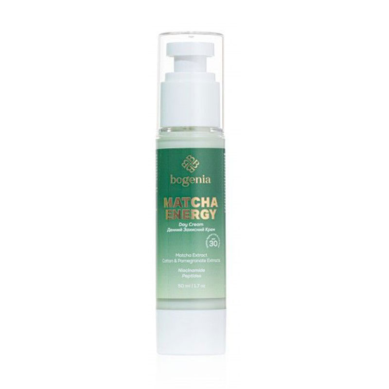 Денний захисний крем для обличчя Bogenia Matcha Energy Day Cream, SPF 30, з матчою, 50 мл