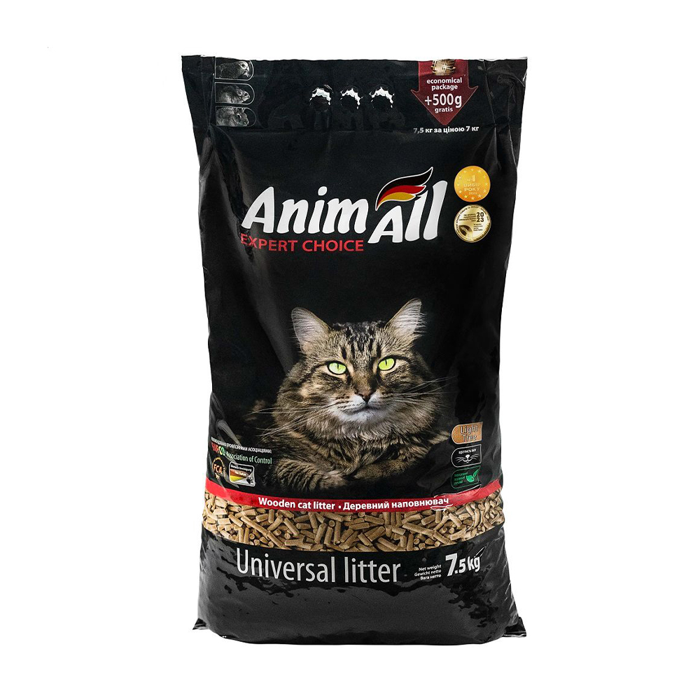 Деревний наповнювач для котячого туалету AnimAll, 7.5 кг