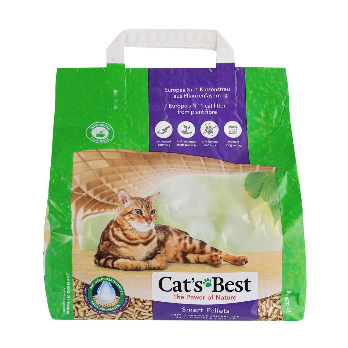 Деревний наповнювач для котячого туалету Cat's Best Smart Pellets, 2.5 кг