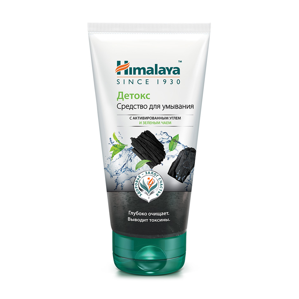 Детокс-гель для вмивання Himalaya Herbals Detoxifying Charcoal Face Wash з вугіллям та зеленим чаєм, 150 мл