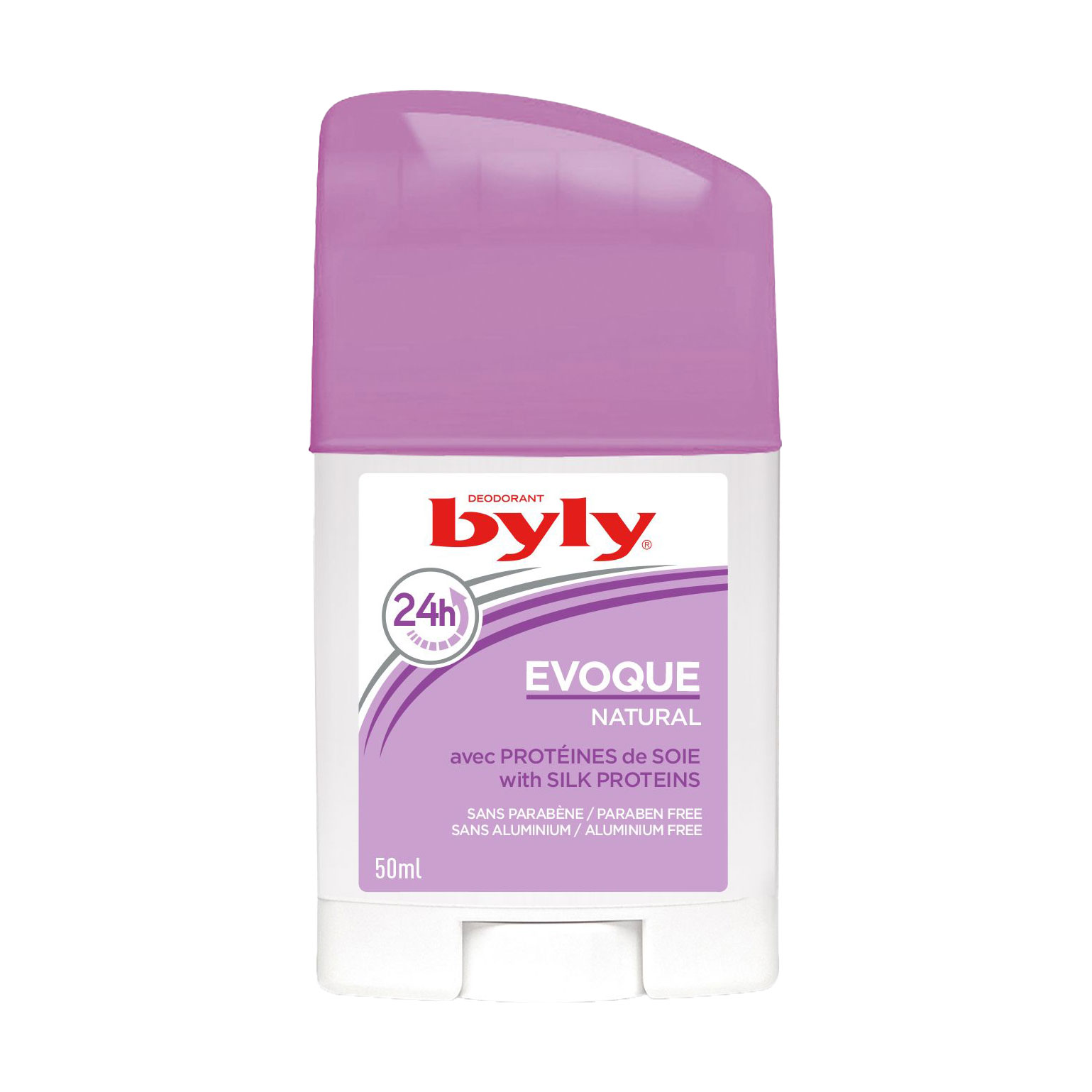 Дезодорант-стік Byly Evoque Natural 24h для чутливої шкіри, з протеїнами шовку, жіночий, 50 мл