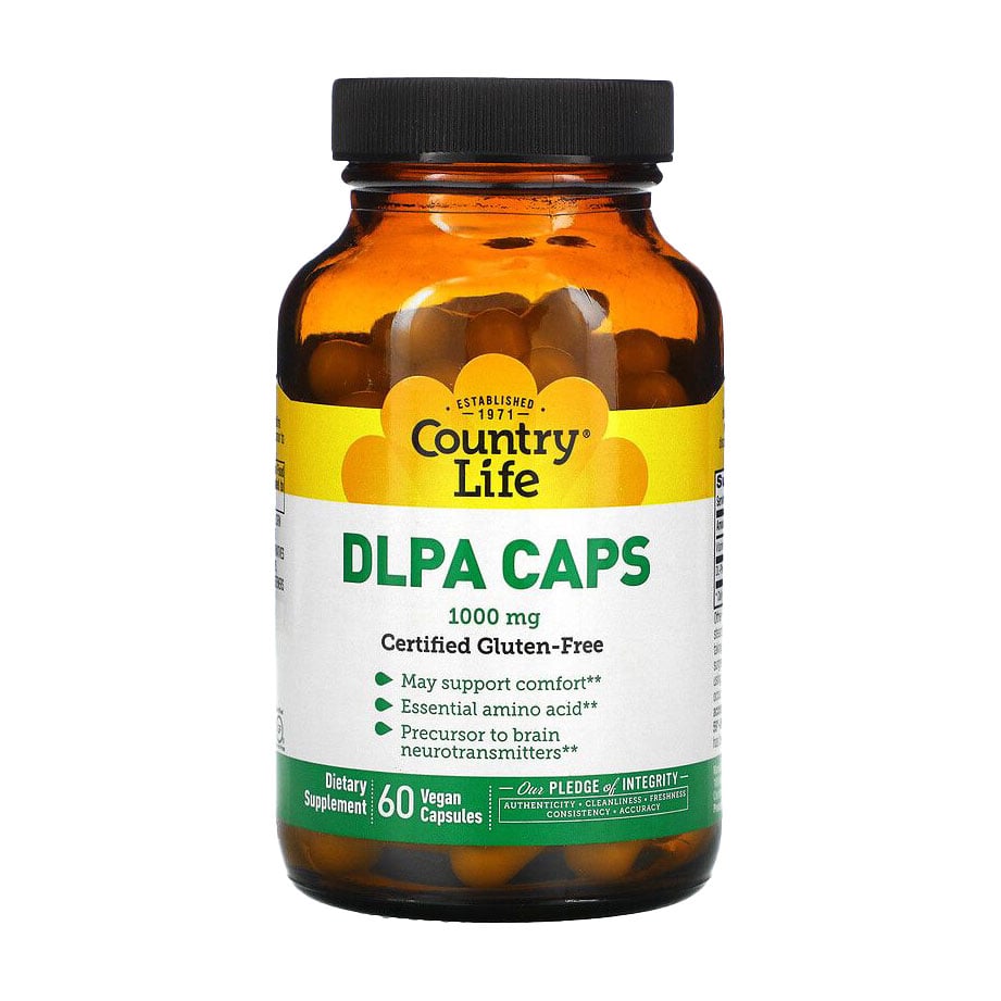 DL-фенілаланін Country Life DLPA Caps, 1000 мг, 60 капсул
