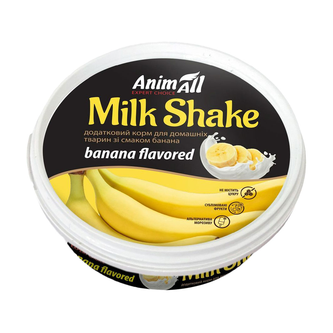 Додатковий корм для домашніх тварин AnimAll Milk Shake зі смаком банана, 30 г