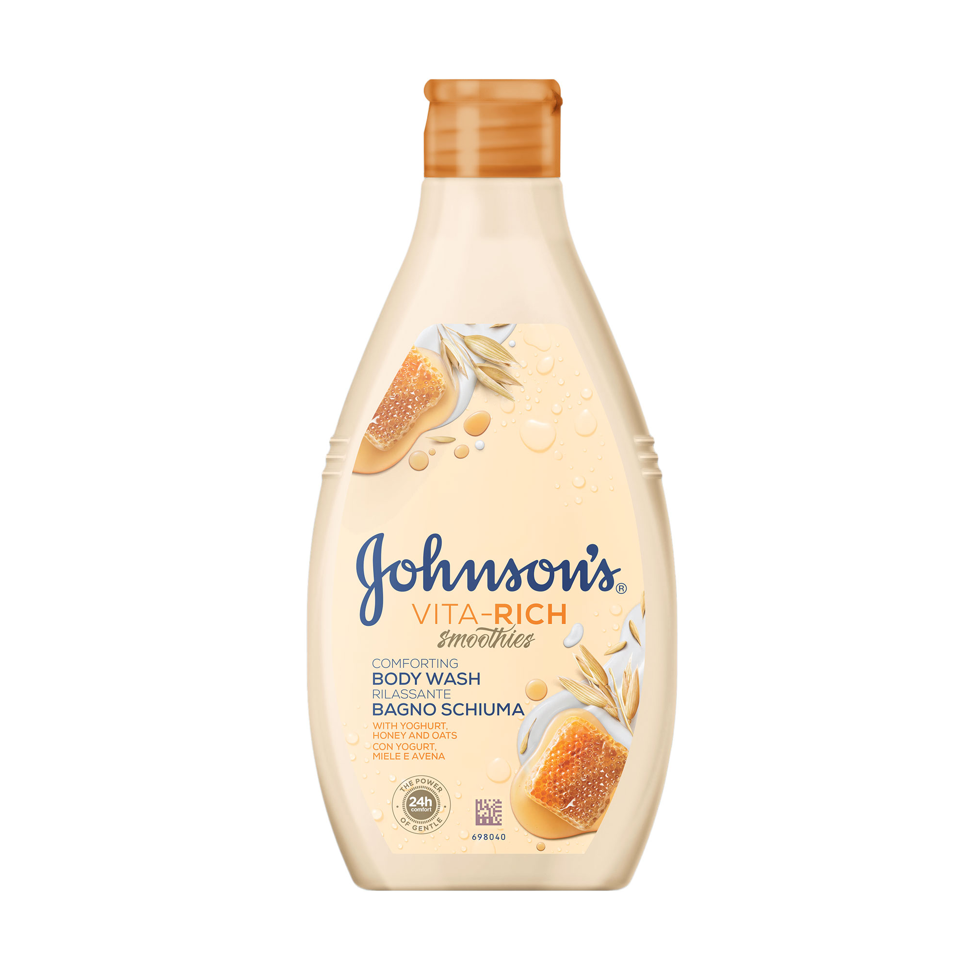 Доглядовий гель для душу JOHNSON'S Vita-Rich Body Wash, з йогуртом, вівсом та медом, 750 мл