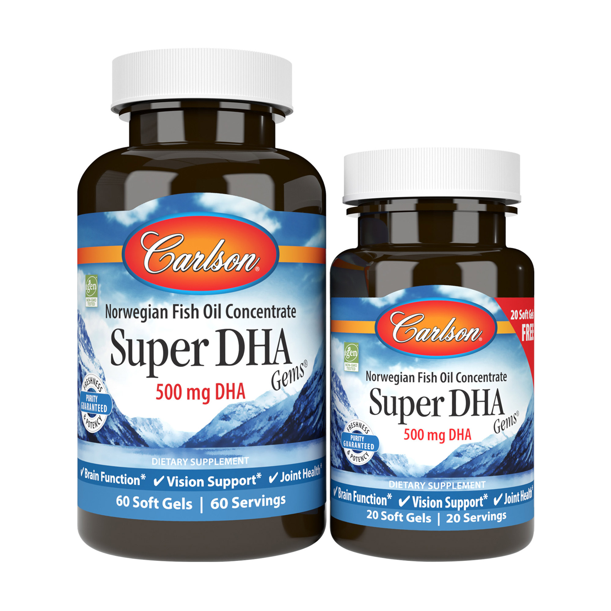 Докозагексаєнова кислота Carlson Labs Super DHA 500 мг, 60+20 капсул