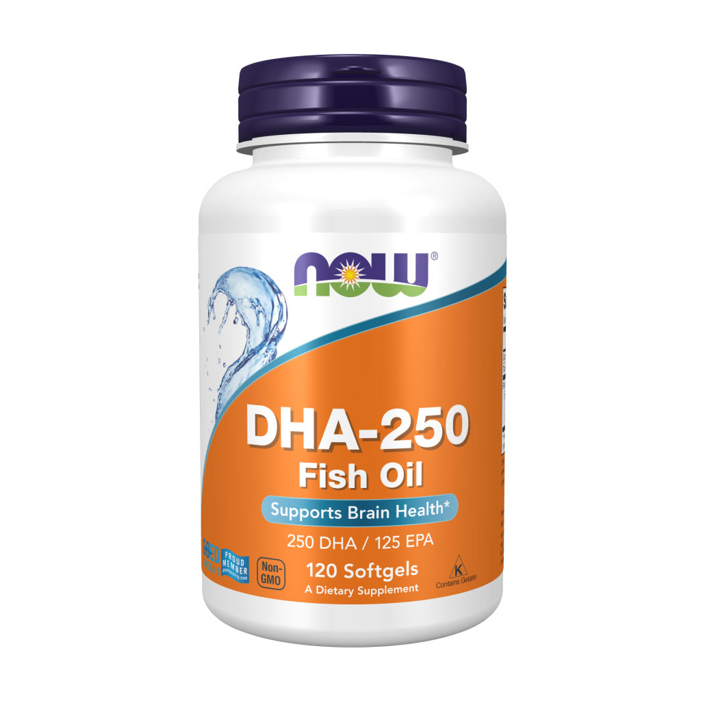 Докозагексаєнова кислота NOW Foods DHA-250, 120 капсул