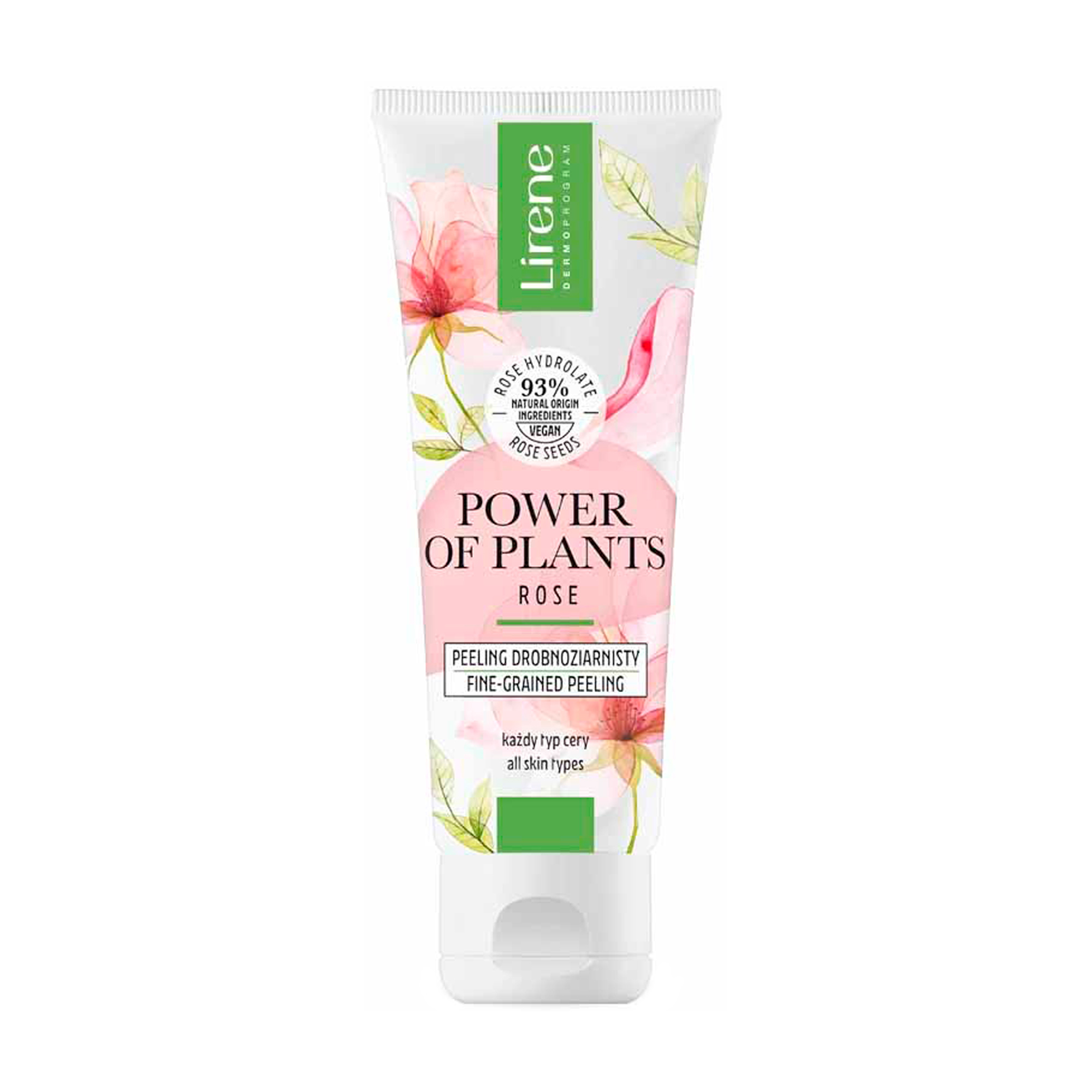 Дрібнозернистий пілінг для обличчя Lirene Power Of Plants Fine-grained Peeling Rose, 75 мл