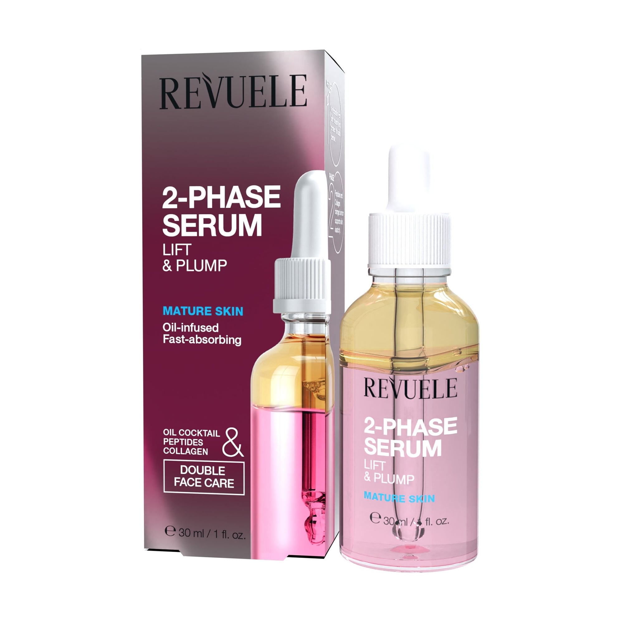 Двофазна сироватка для обличчя Revuele 2-Phase Serum Lift &amp; Plump з ліфтинг-ефектом, 30 мл