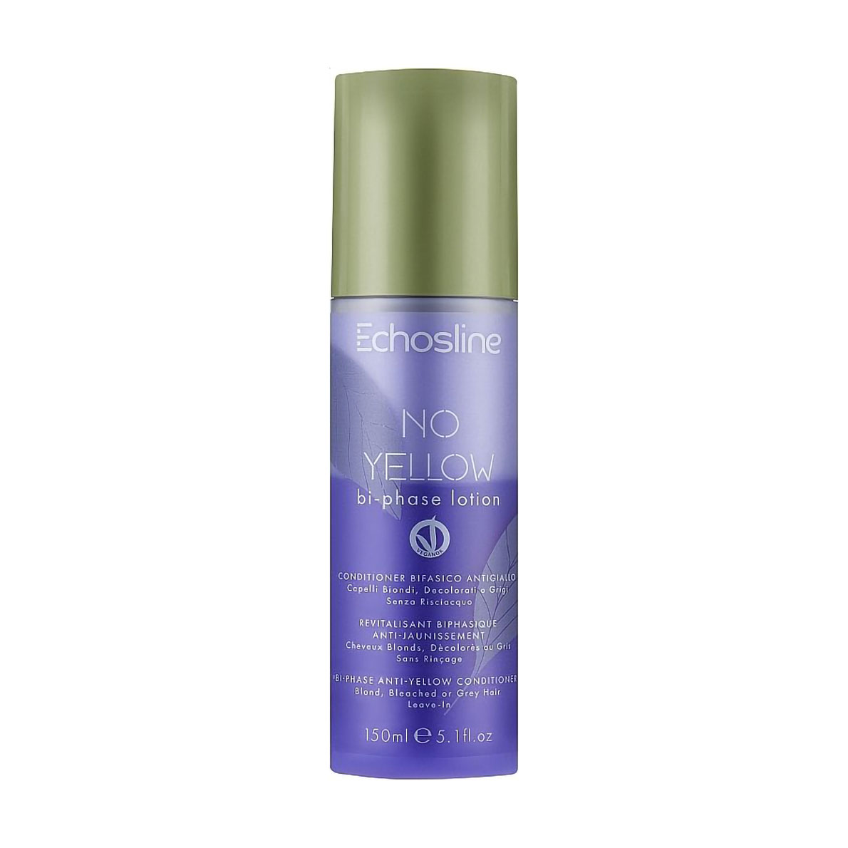 Двофазний кондиціонер проти жовтизни Echosline No Yellow Bi-phase Lotion Conditioner для світлого, освітленого та сивого волосся, 150 мл