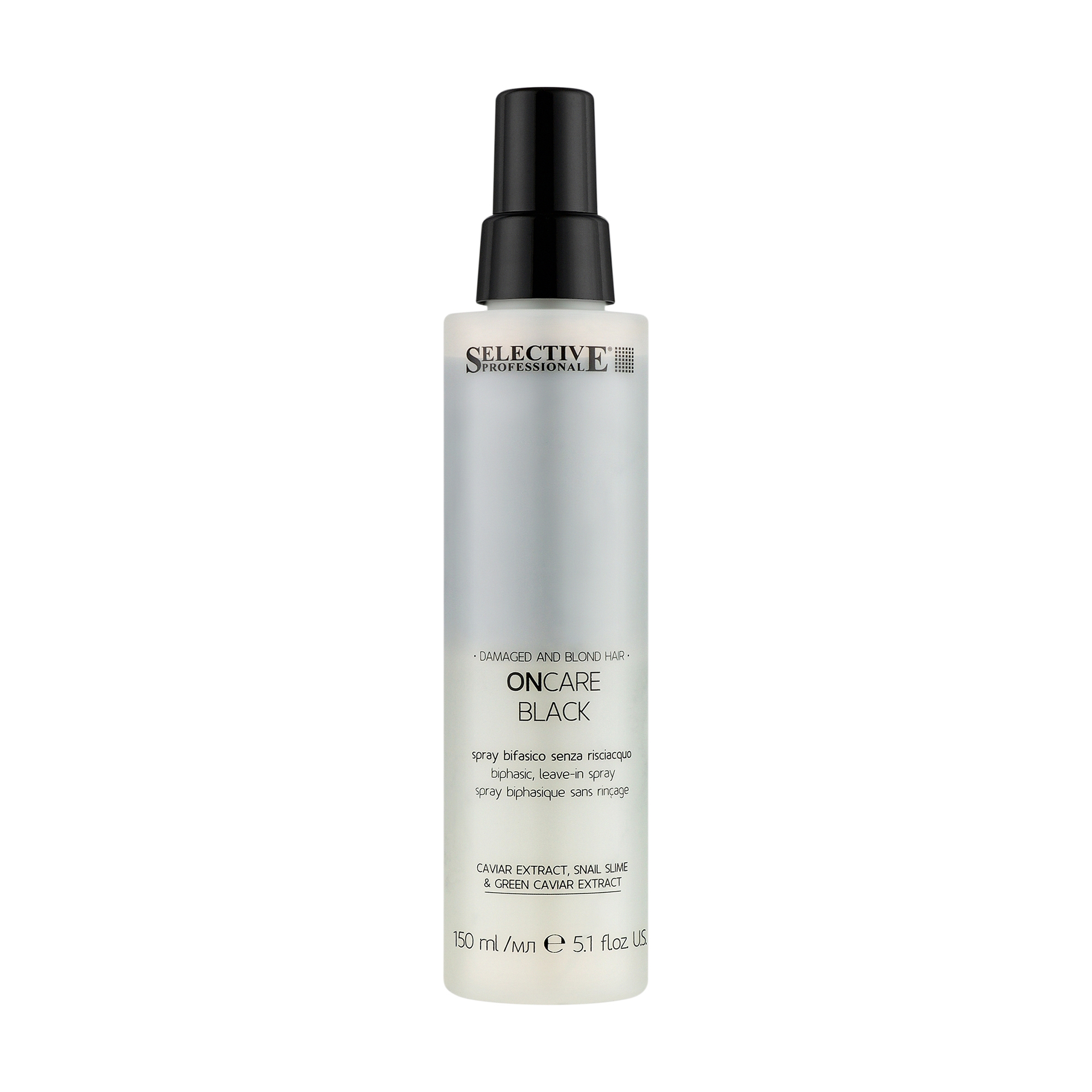 Двофазний спрей Selective Professional On Care Black Biphasic Spray для світлого та пошкодженого волосся, 150 мл