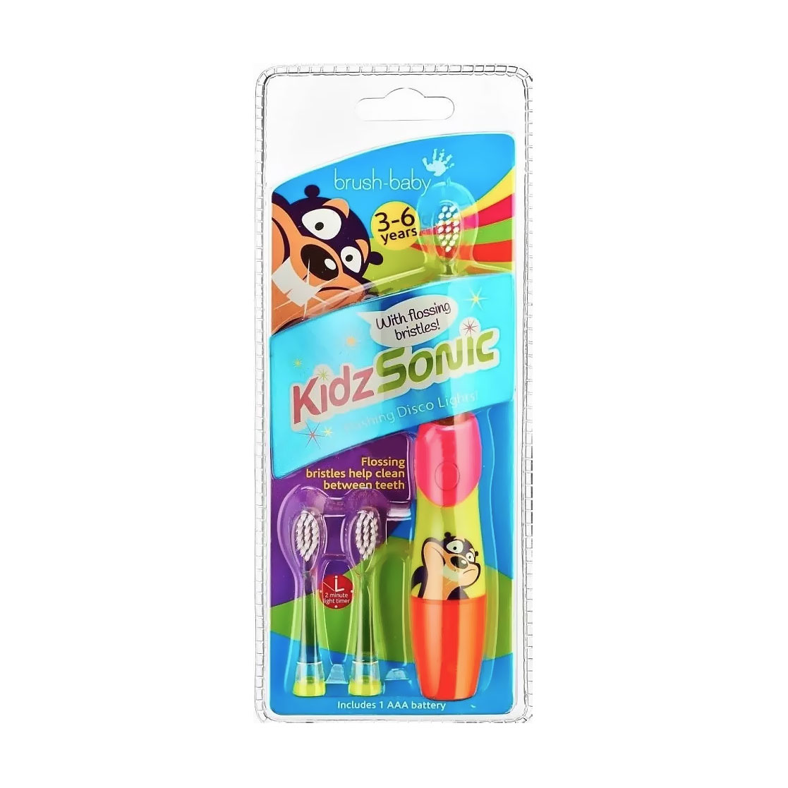 Дитяча електрична зубна щітка Brush-Baby KidzSonic Flashing Disko Lights 3-6 років, рожева, 1 шт