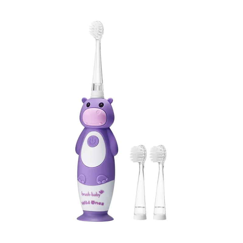 Дитяча електрична зубна щітка Brush-Baby WildOnes Sonic Toothbrush Hippo від народження до 10 років, 1 шт