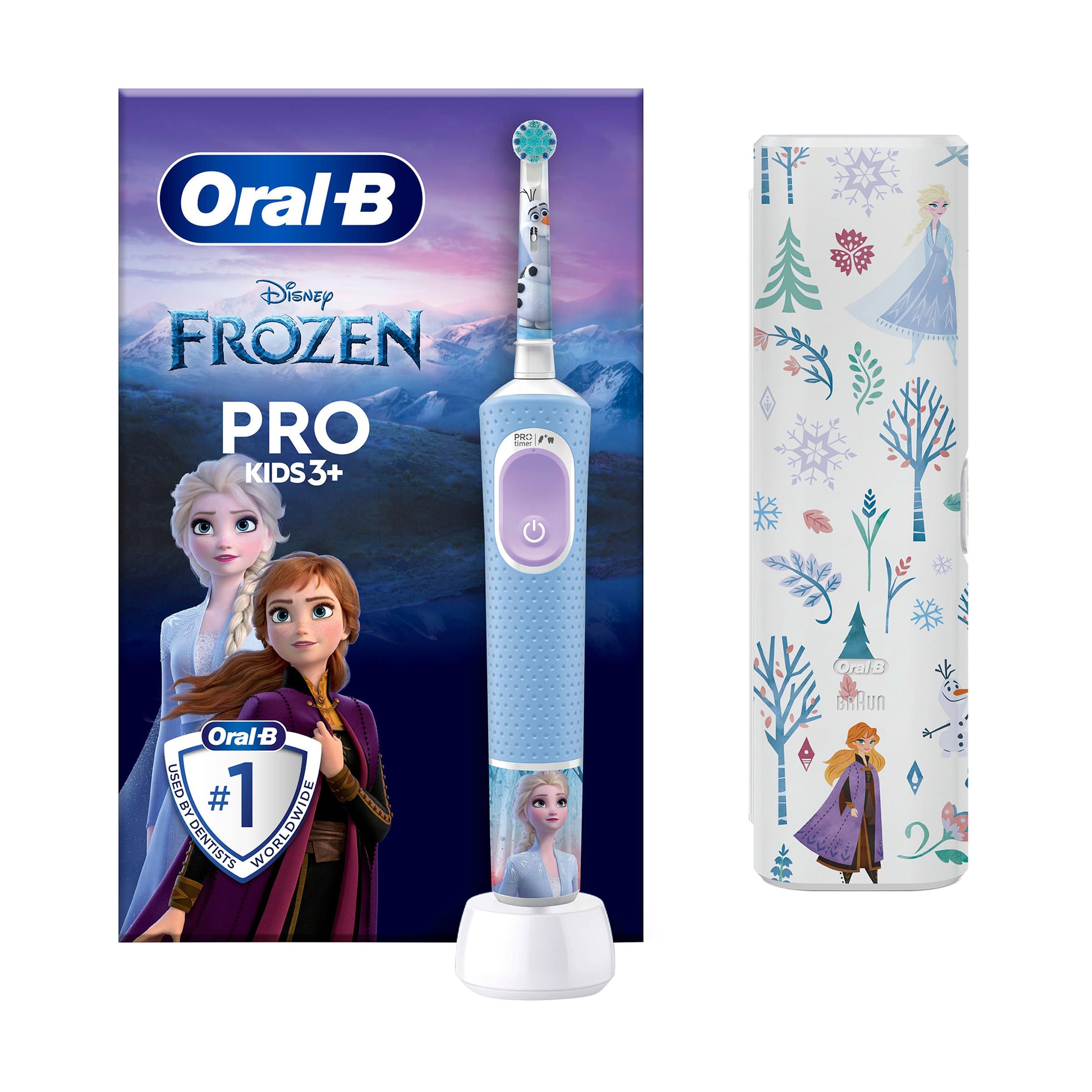Дитяча електрична зубна щітка Oral-B Pro Kids Frozen з дорожнім чохлом, від 3 років (D103)