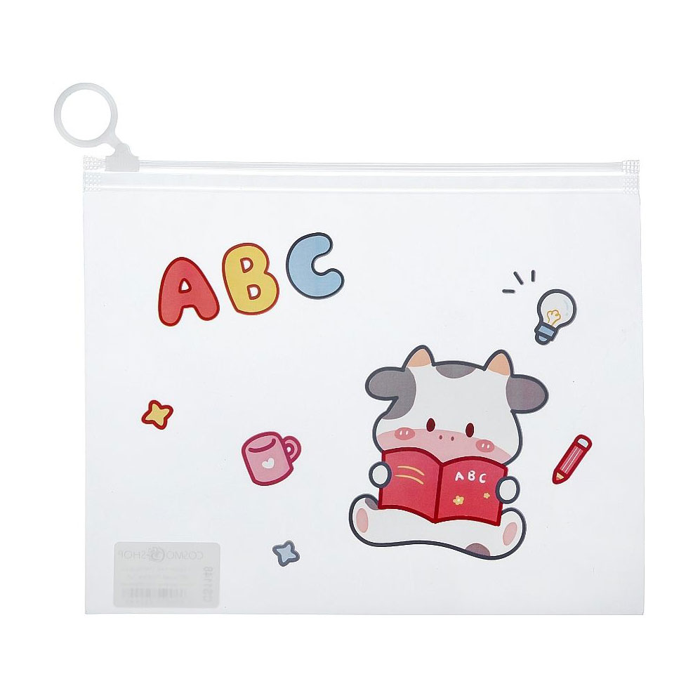 Дитяча косметичка Cosmo Shop Корівка з букварем ABC, 21*16.8 см, прозора, 1 шт (CS1148)