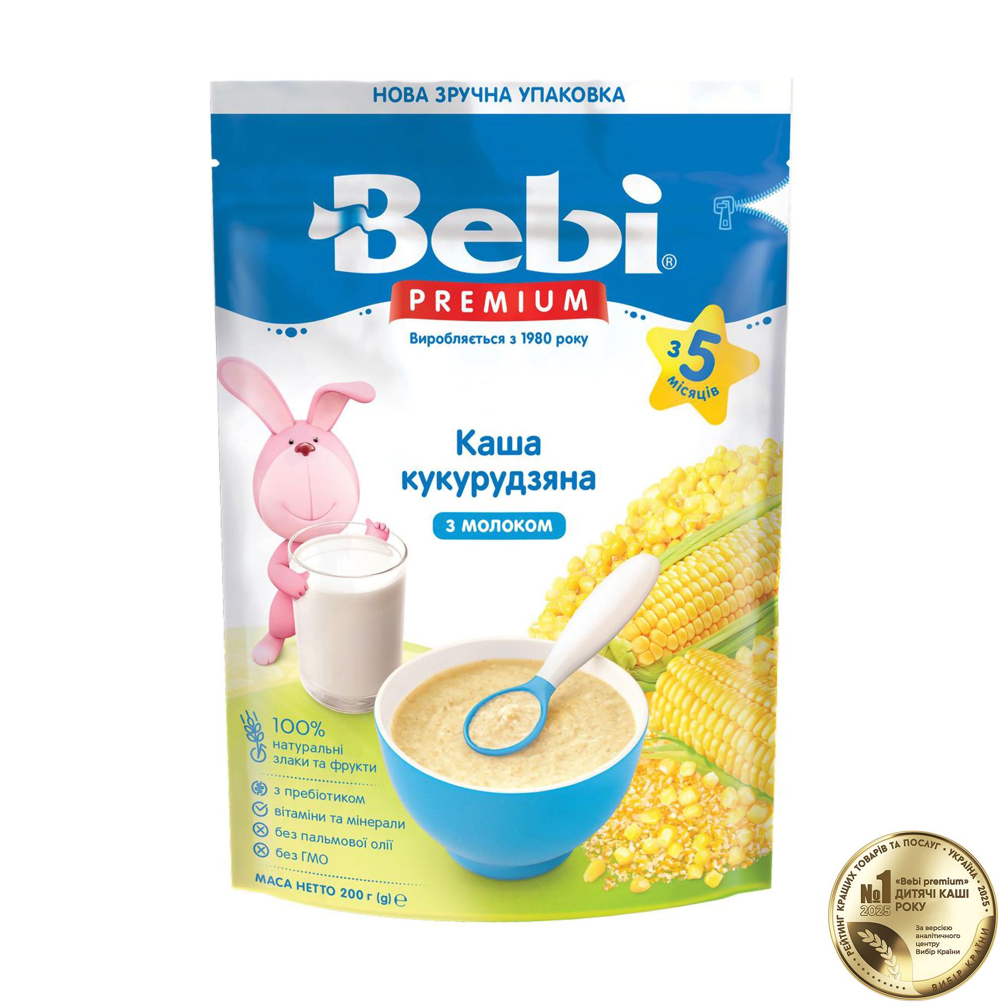 Дитяча молочна каша Bebi Premium Кукурудзяна, від 5 місяців, 200 г