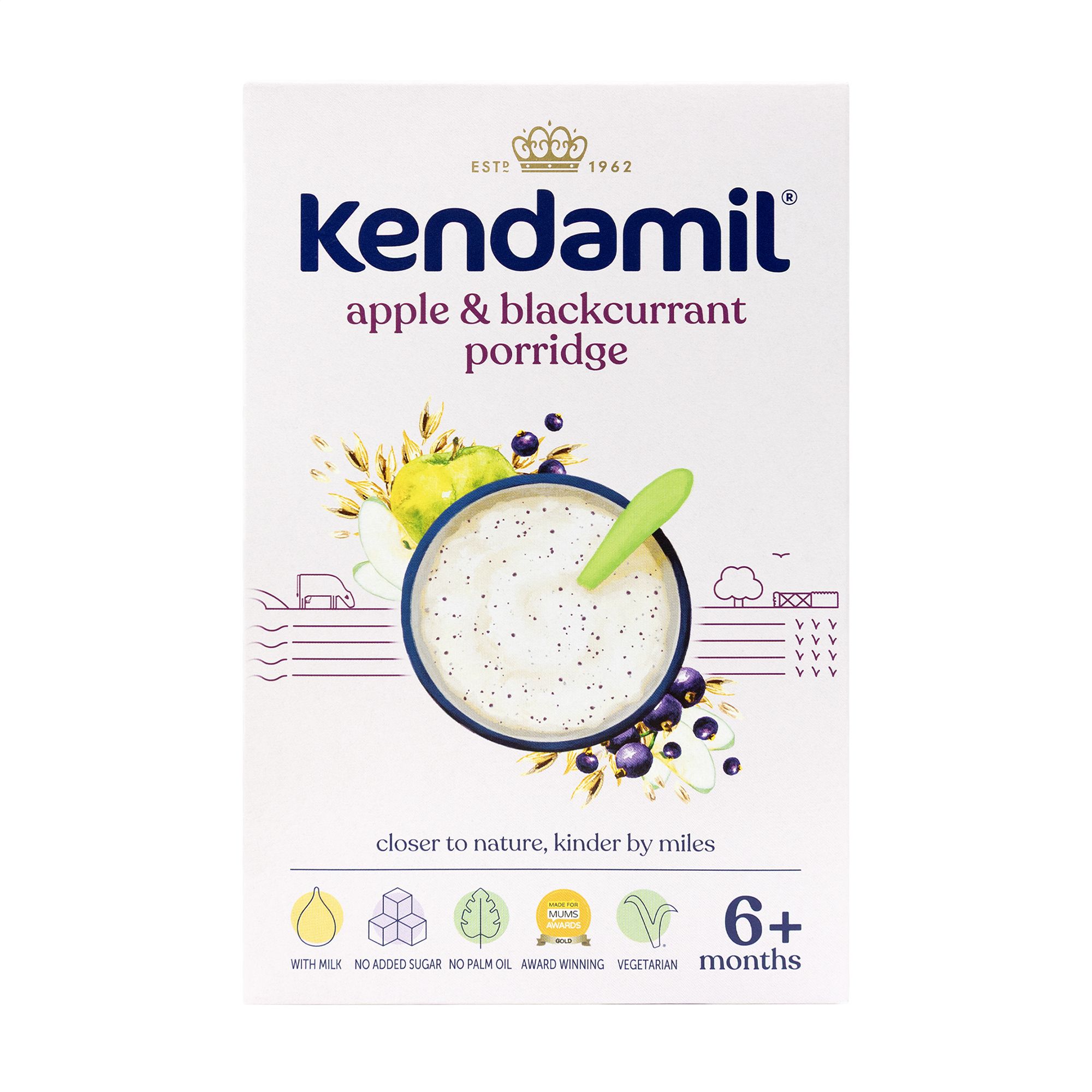 Дитяча молочна каша Kendamil з яблуком та чорною смородиною, від 6 місяців, 150 г
