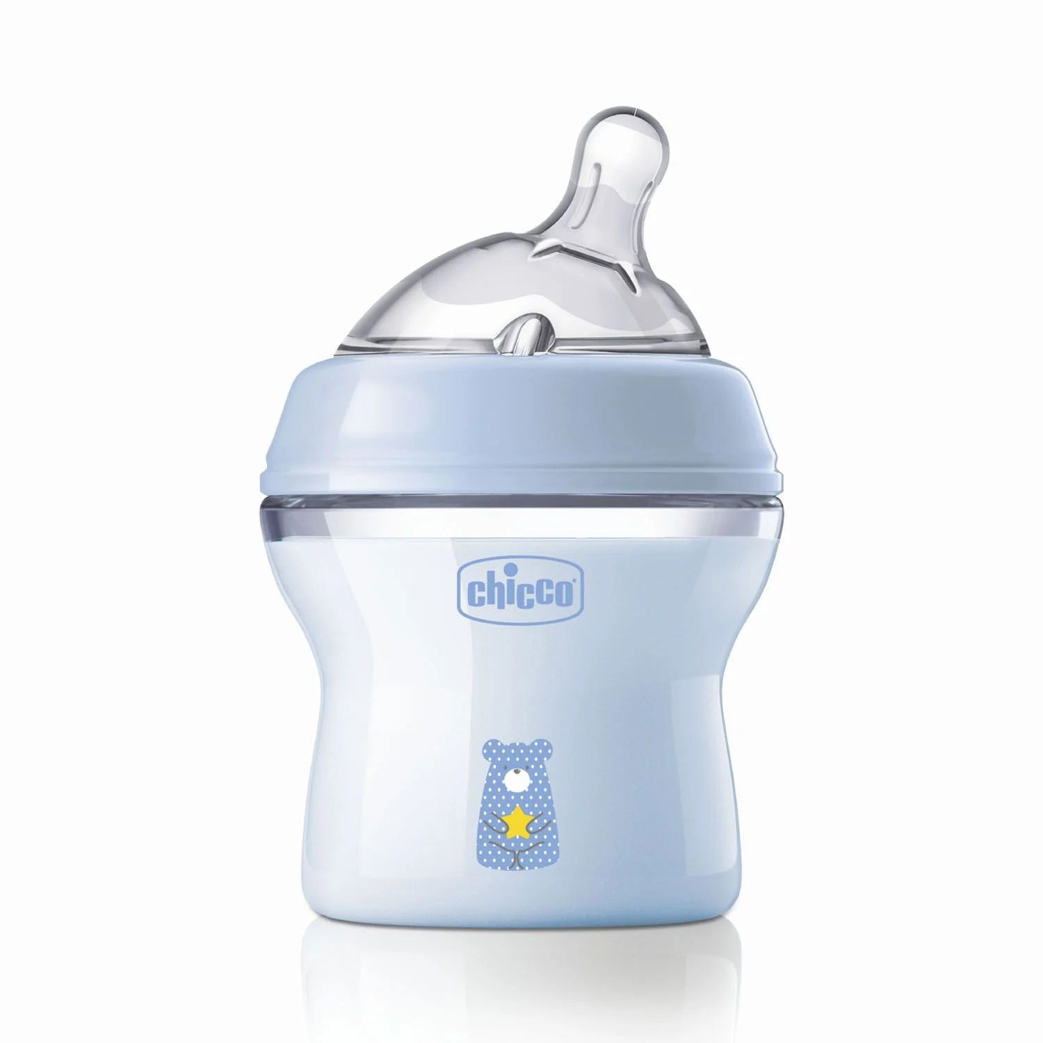 Дитяча пластикова пляшечка для годування Chicco Natural Feeling силіконова соска, нормальний потік, від народження, блакитна, 150 мл (81311.20)